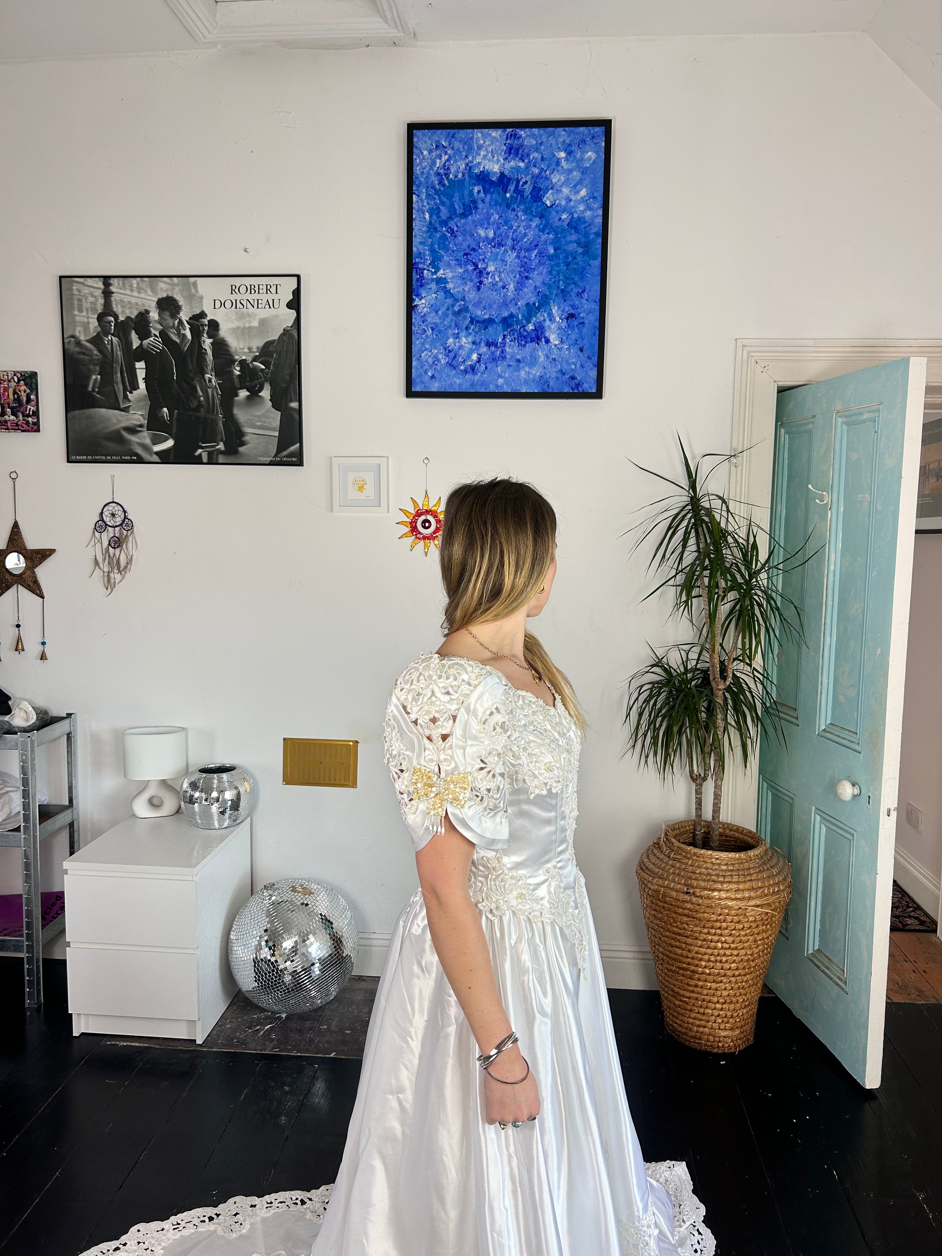 1980's Sequin Embellished Wedding Dress Size 10