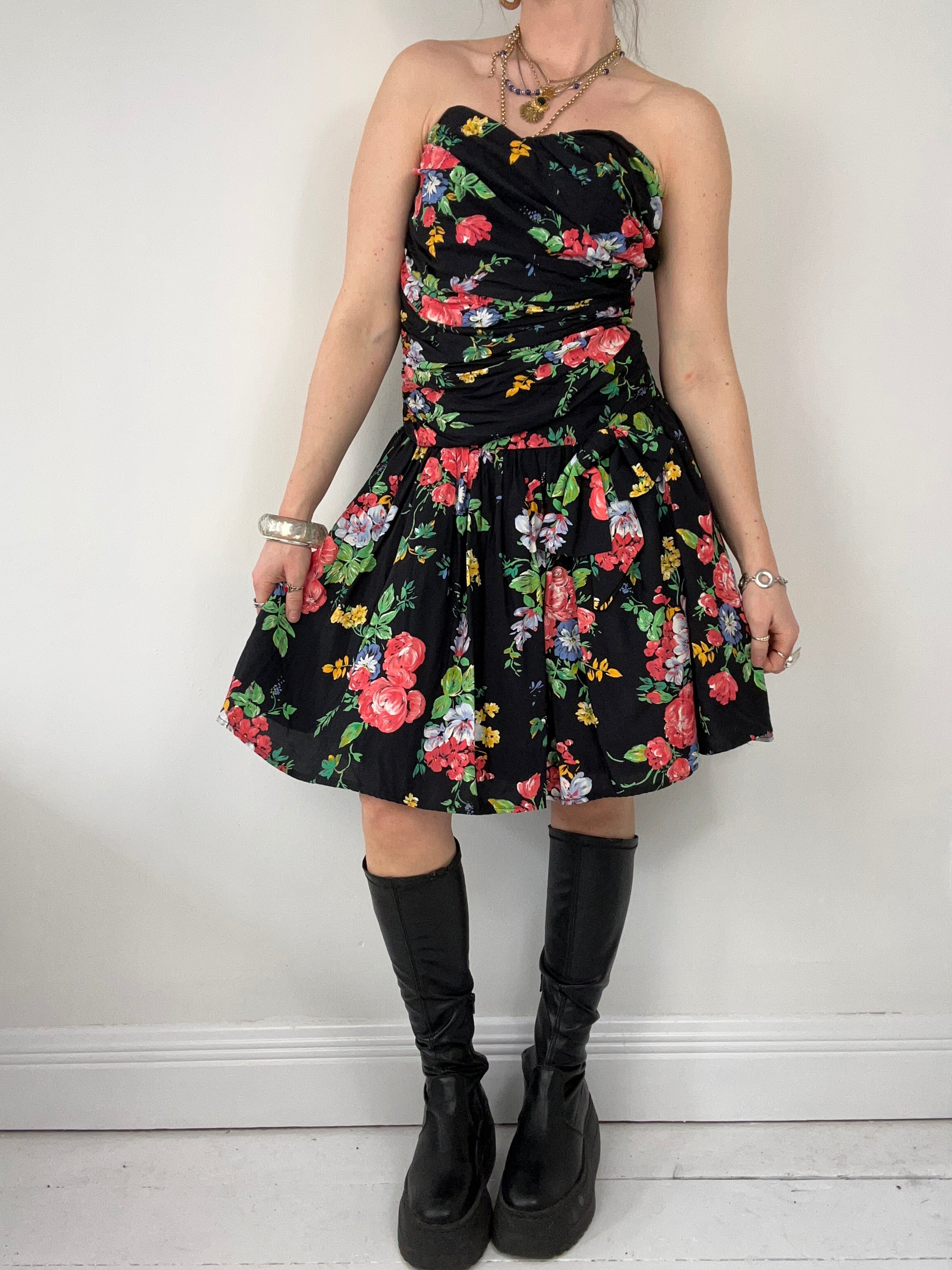 80's Flroal Mini Dress Size 12
