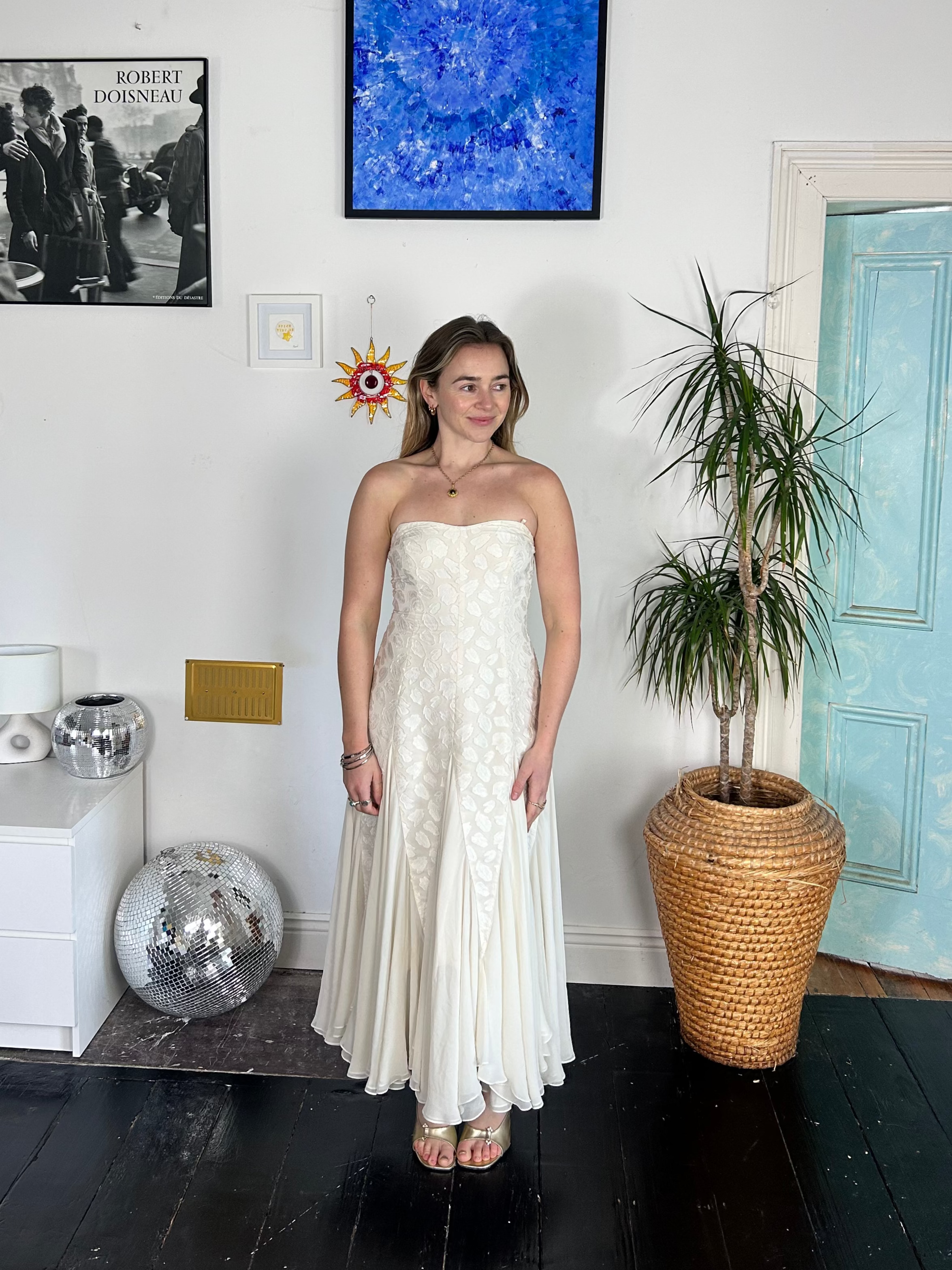 90's Cream Wedding Dress Size 8