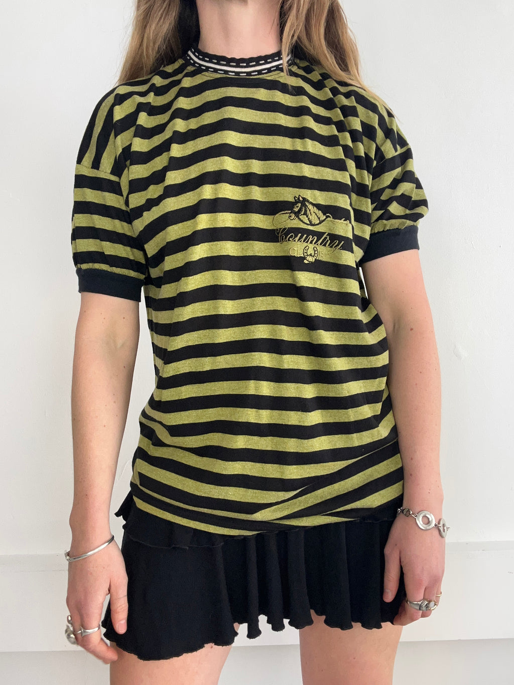 Striped 90's Horse Tee Size M