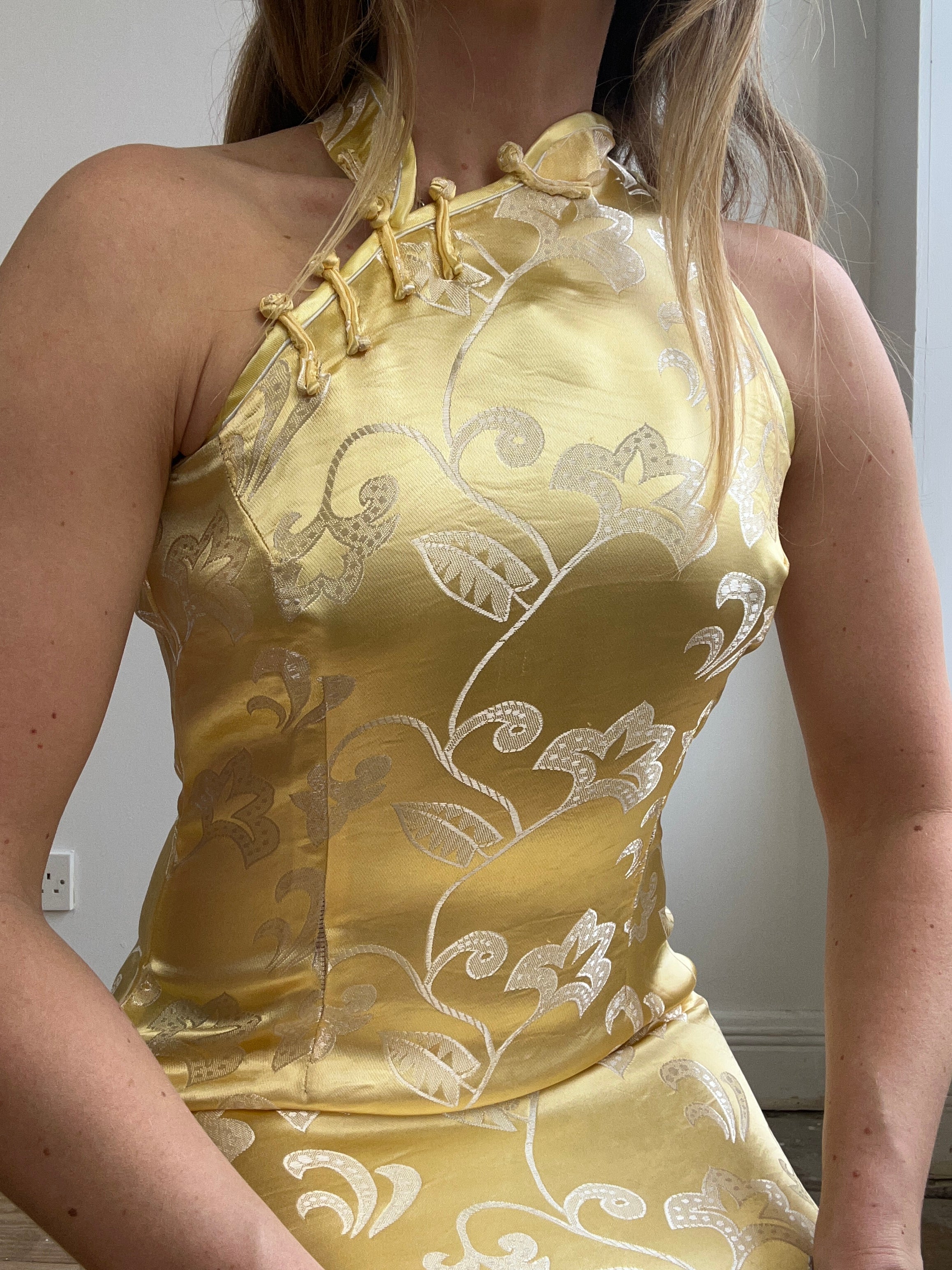 Lemon Satin Mini Dress Size 8