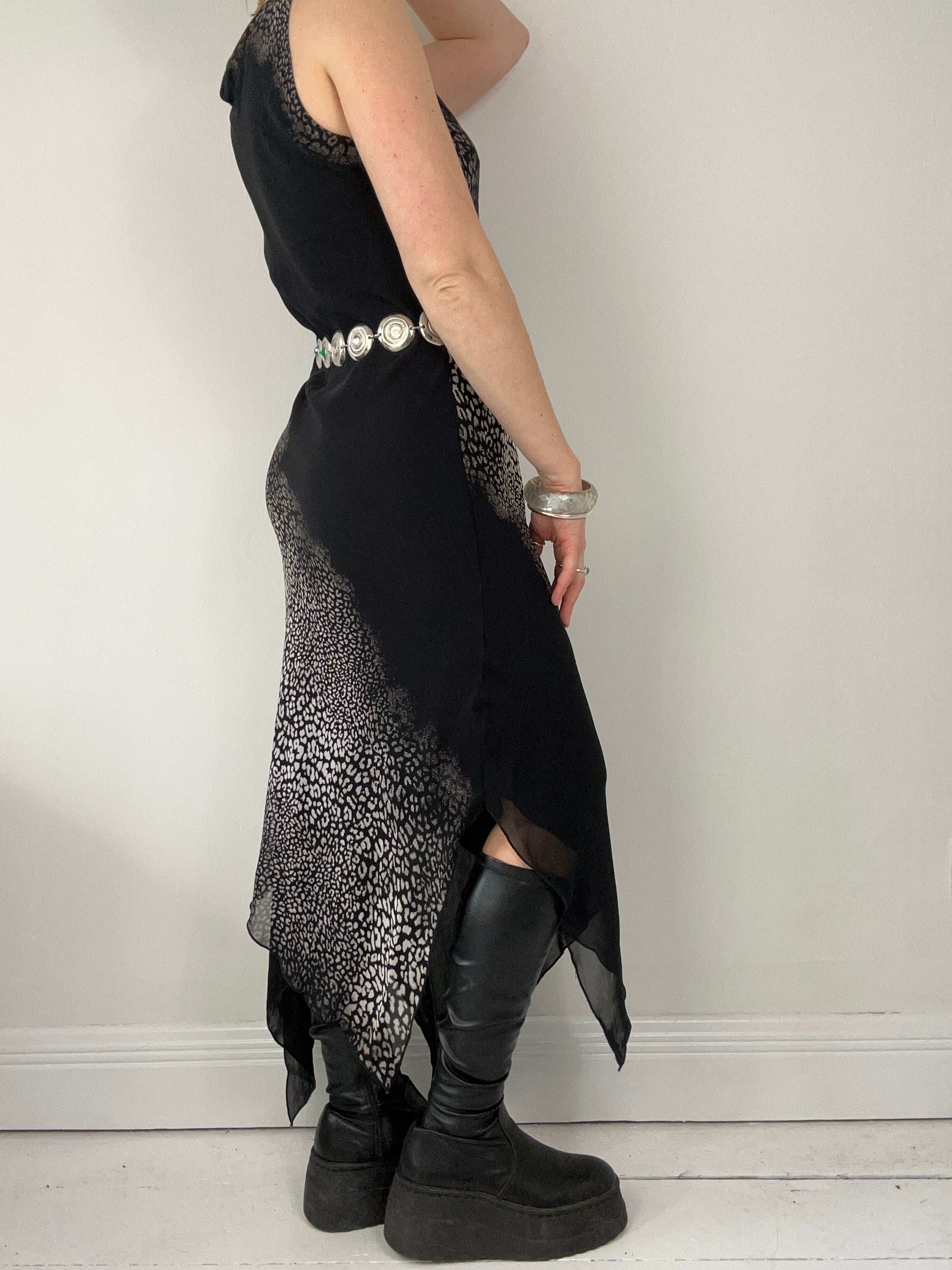 Chiffon Black Cheetah print Dress size 12