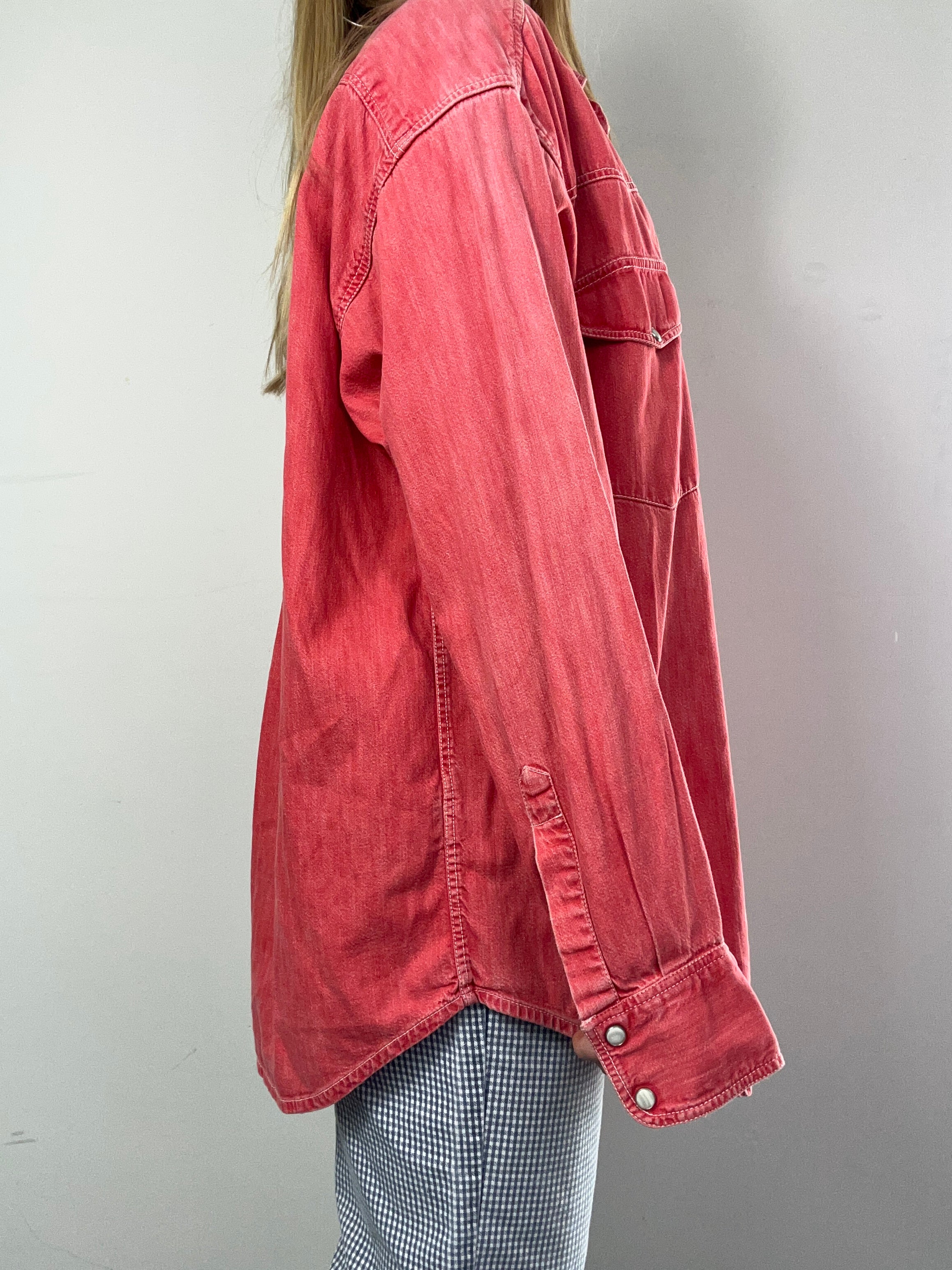 Red Denim Shirt 90's Size Xl