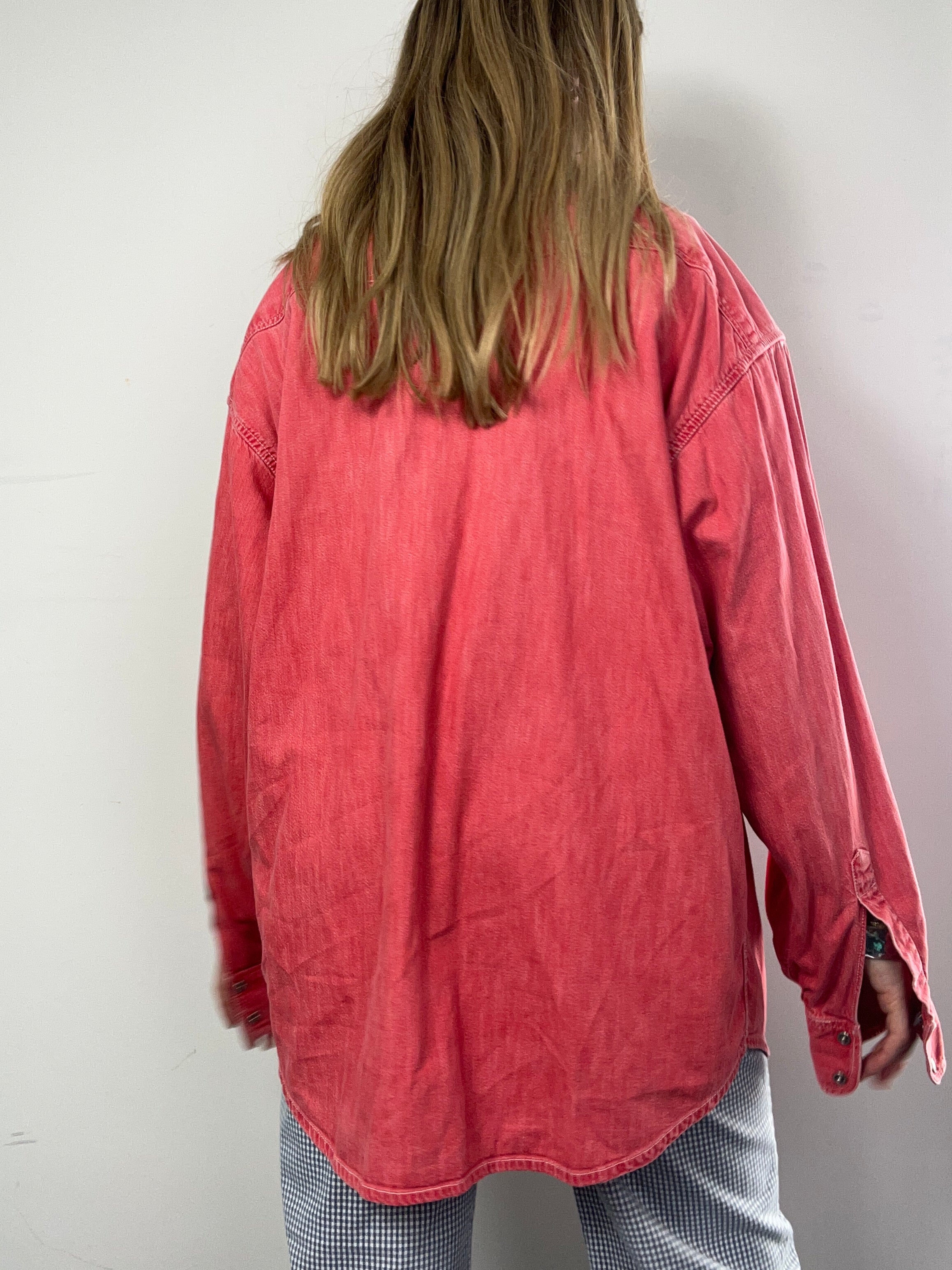 Red Denim Shirt 90's Size Xl