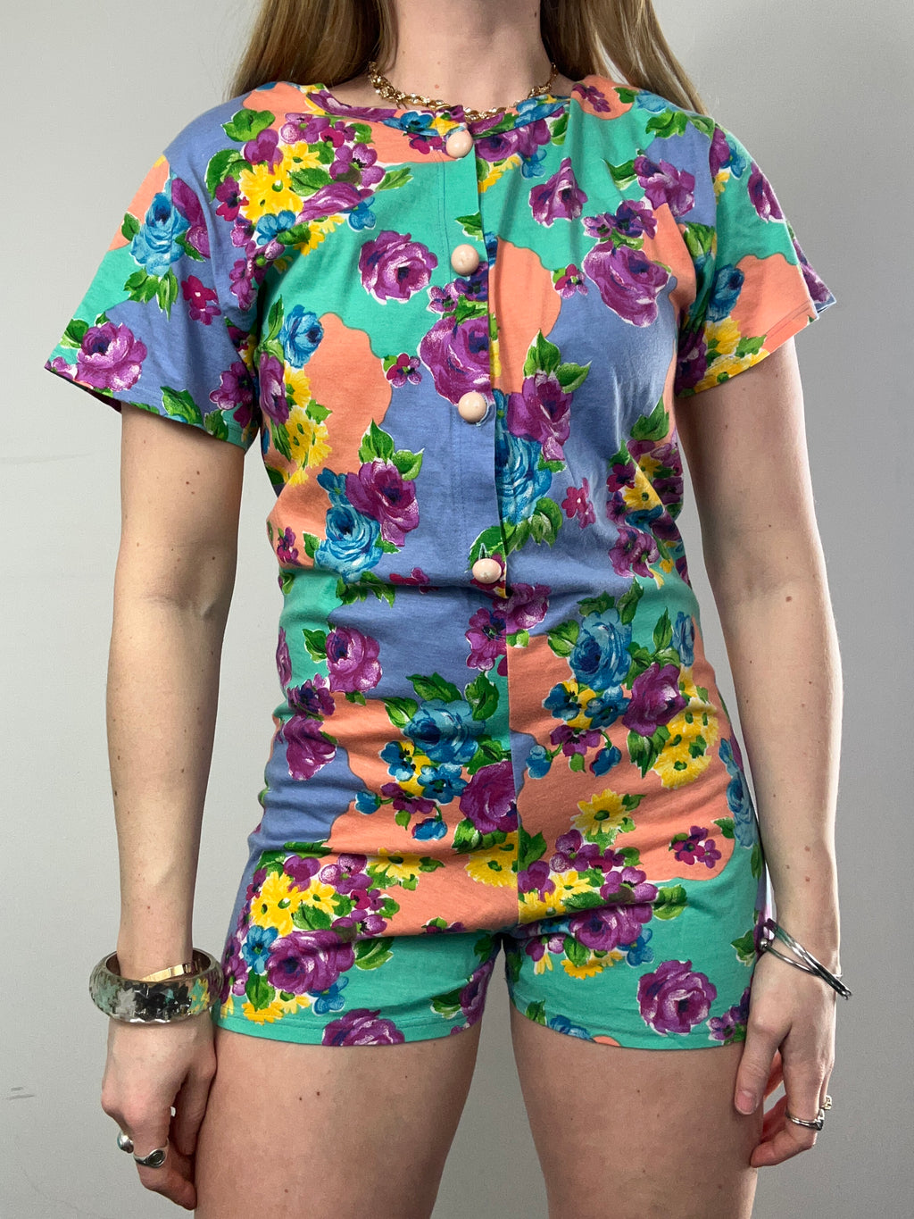 80's Cotten Floral Romper Size 10