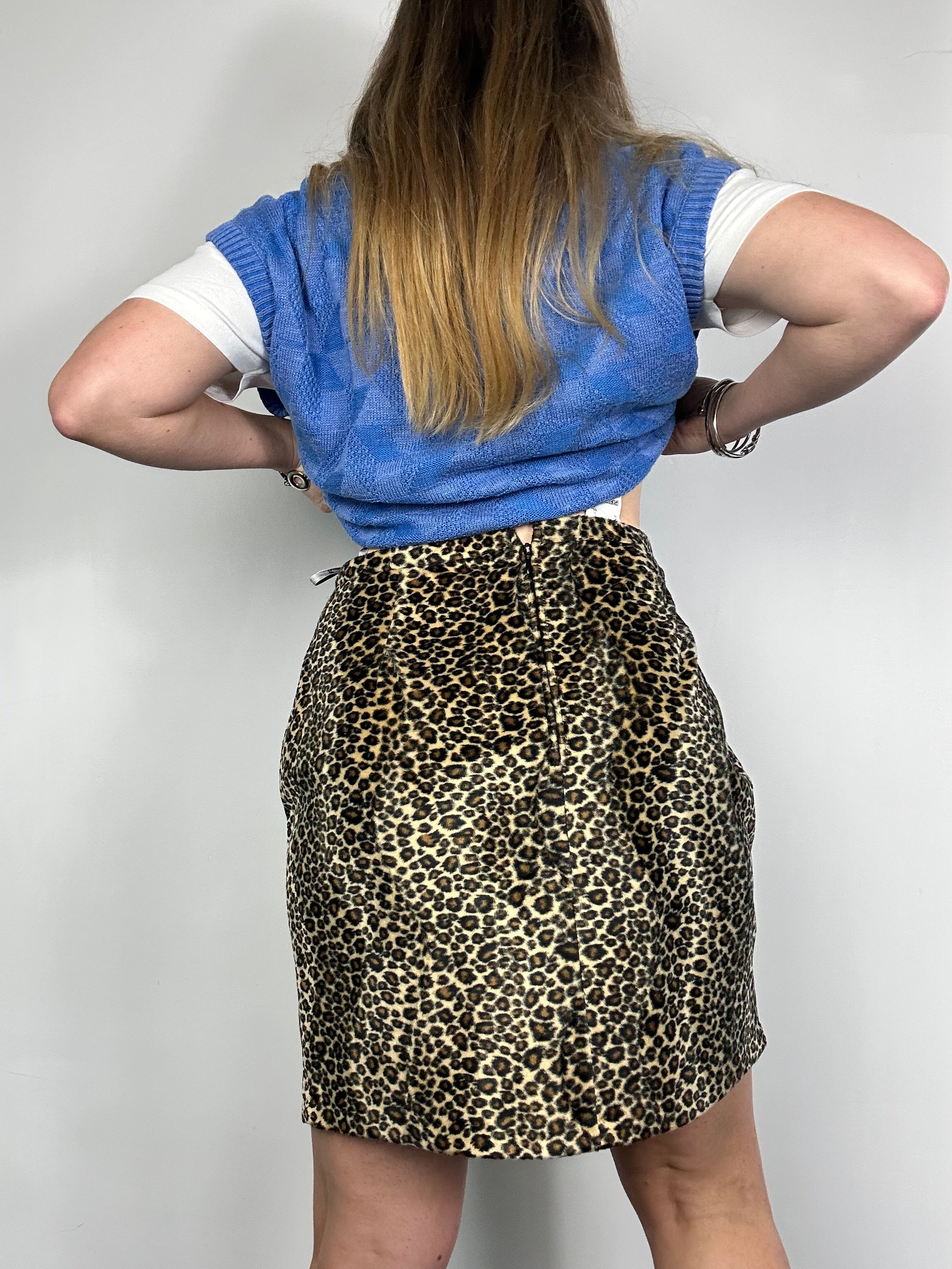 Furry Cheetah print Mini Skirt Size 12