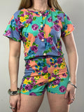 80's Cotten Floral Romper Size 10