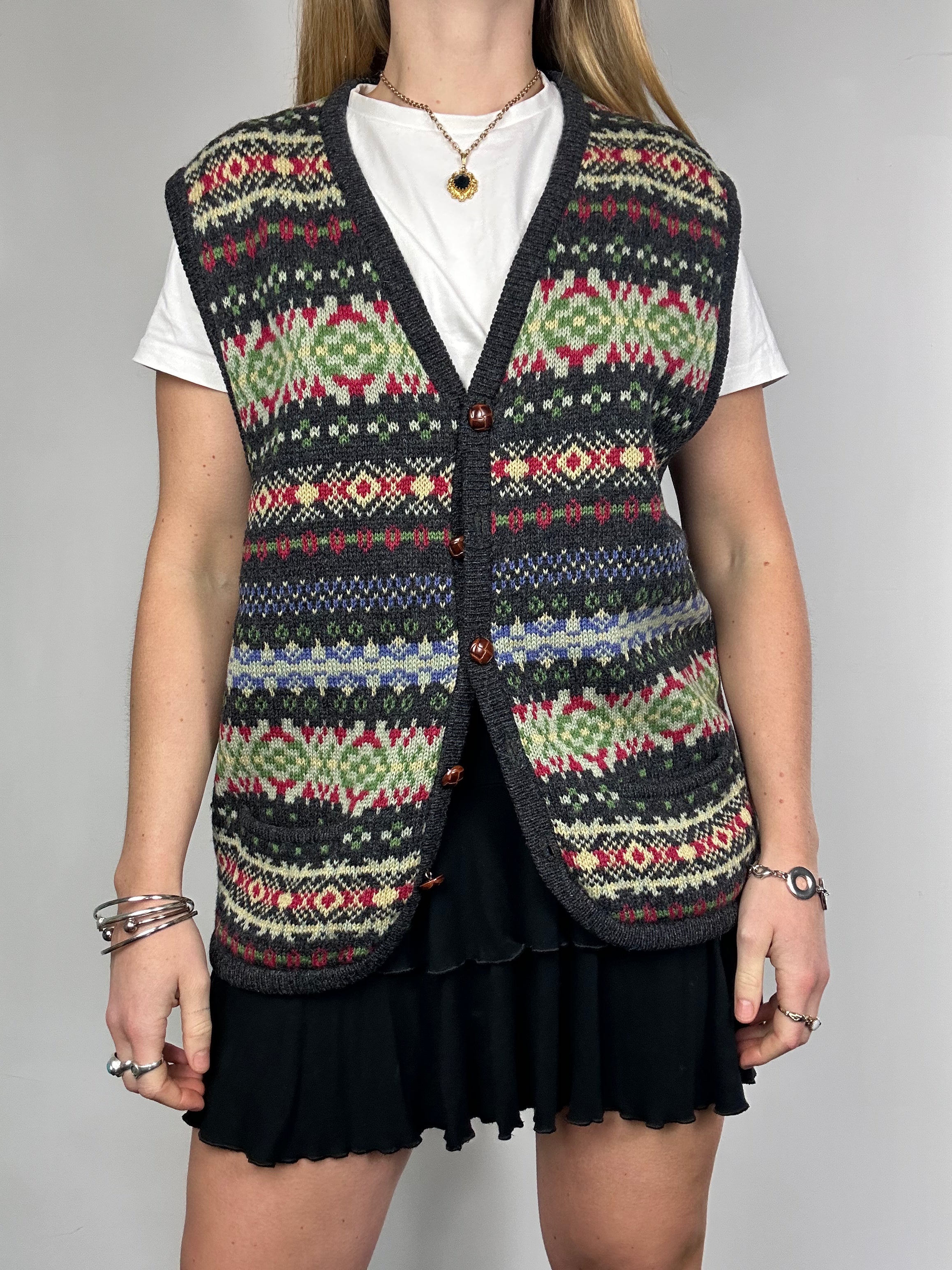 Button Down 90's Sweater Vest Size M