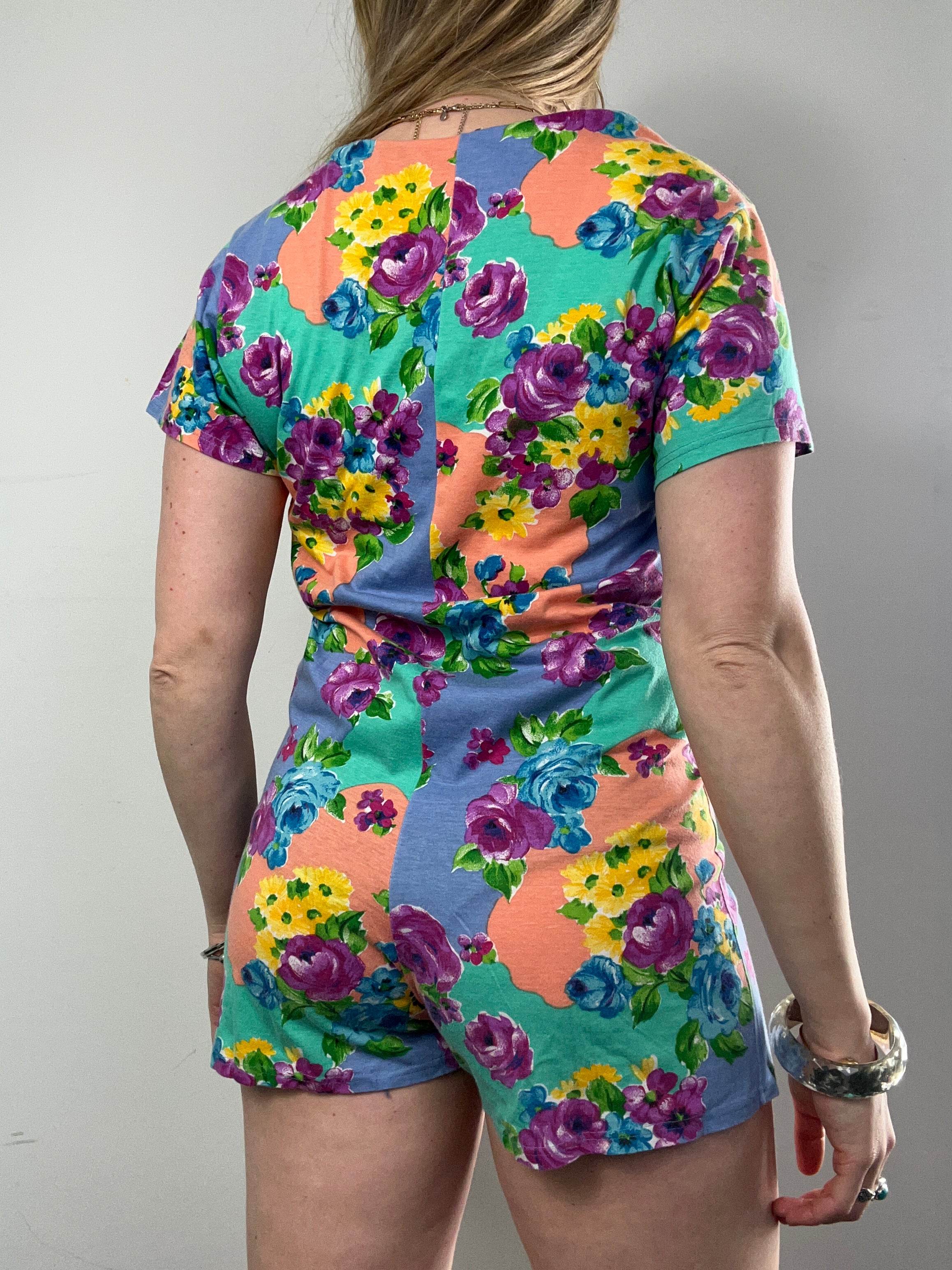80's Cotten Floral Romper Size 10