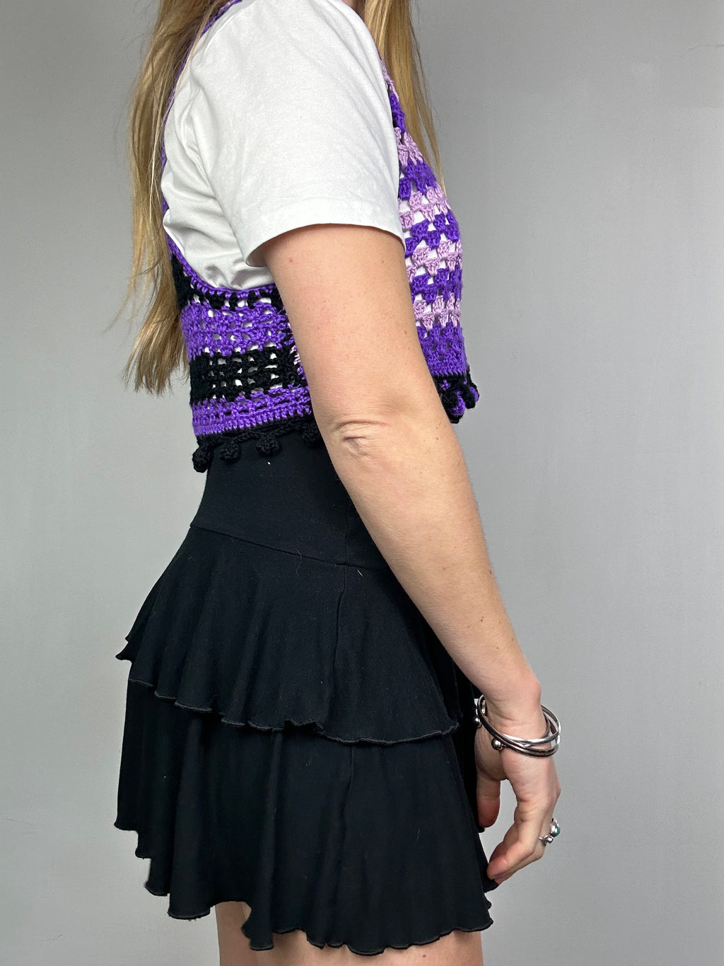 Crochet 70's Cropped Fringed Vest Size 10