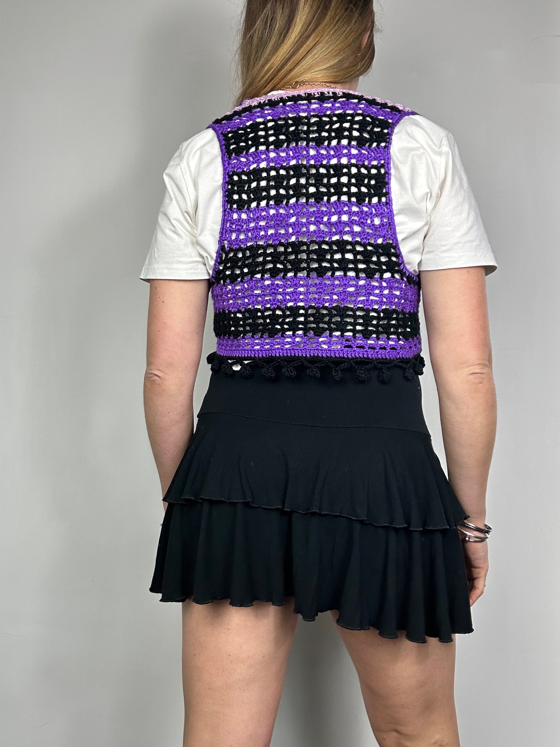 Crochet 70's Cropped Fringed Vest Size 10