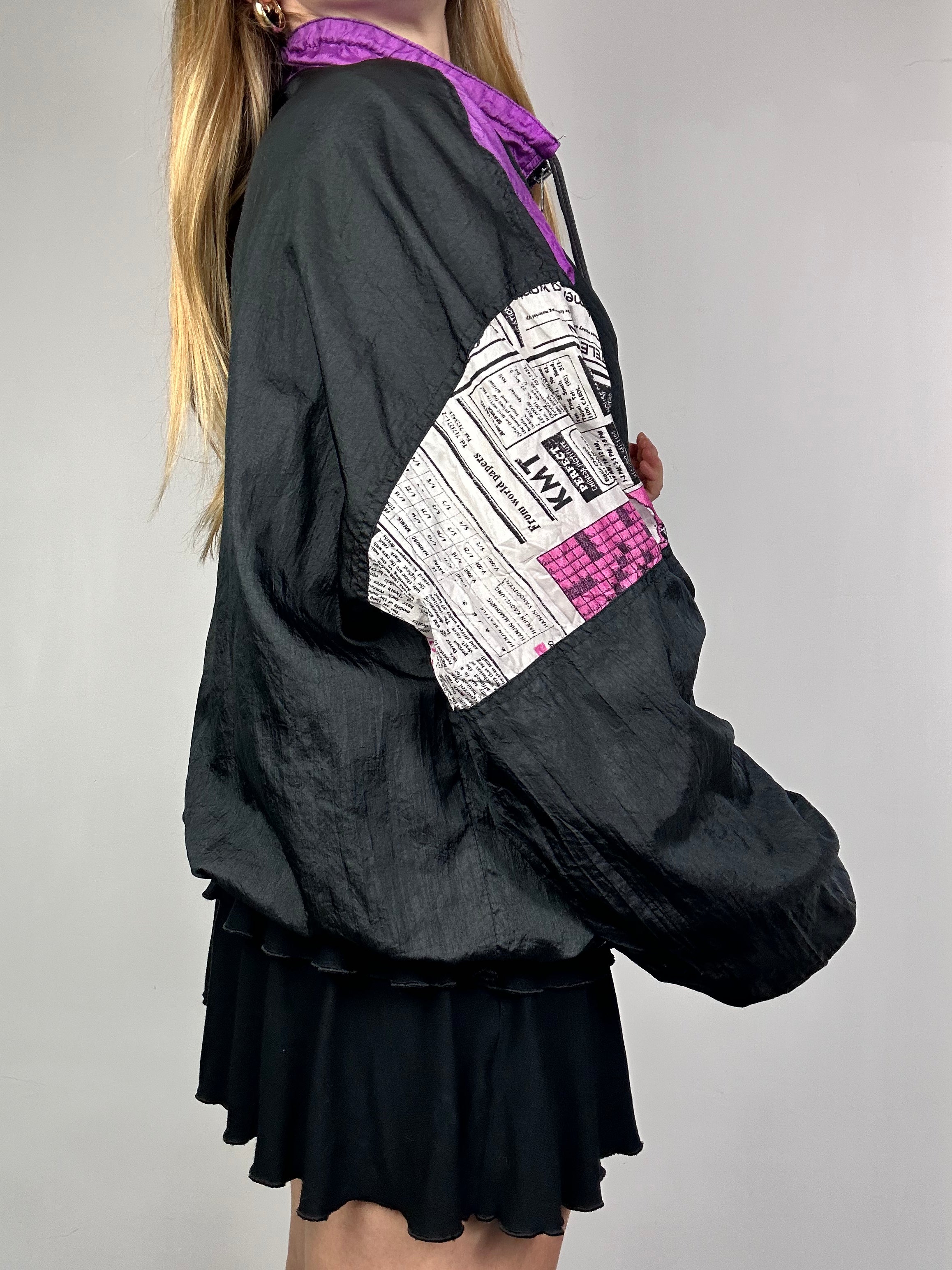 80's Purple And Black Shell Jacket Size L