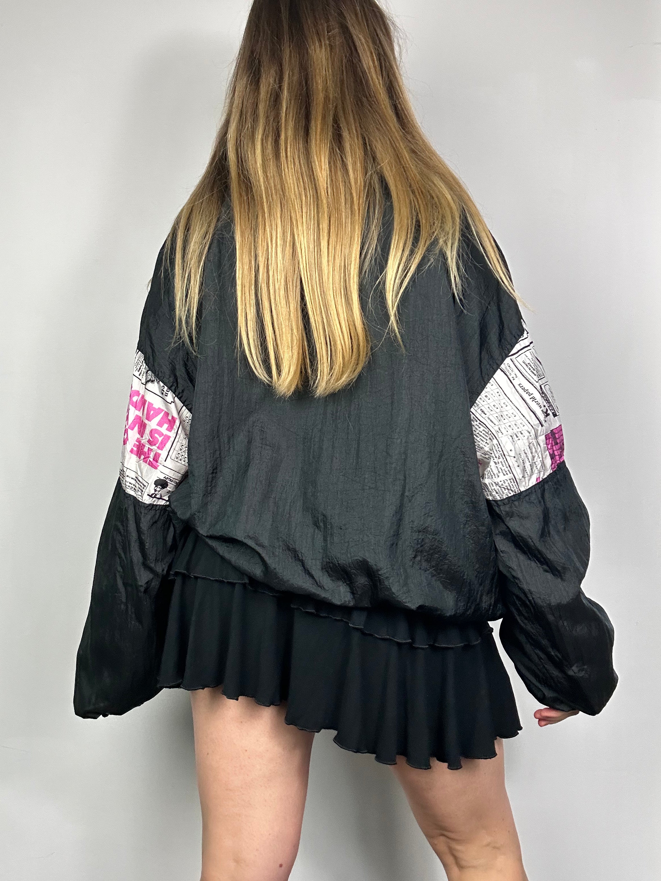80's Purple And Black Shell Jacket Size L