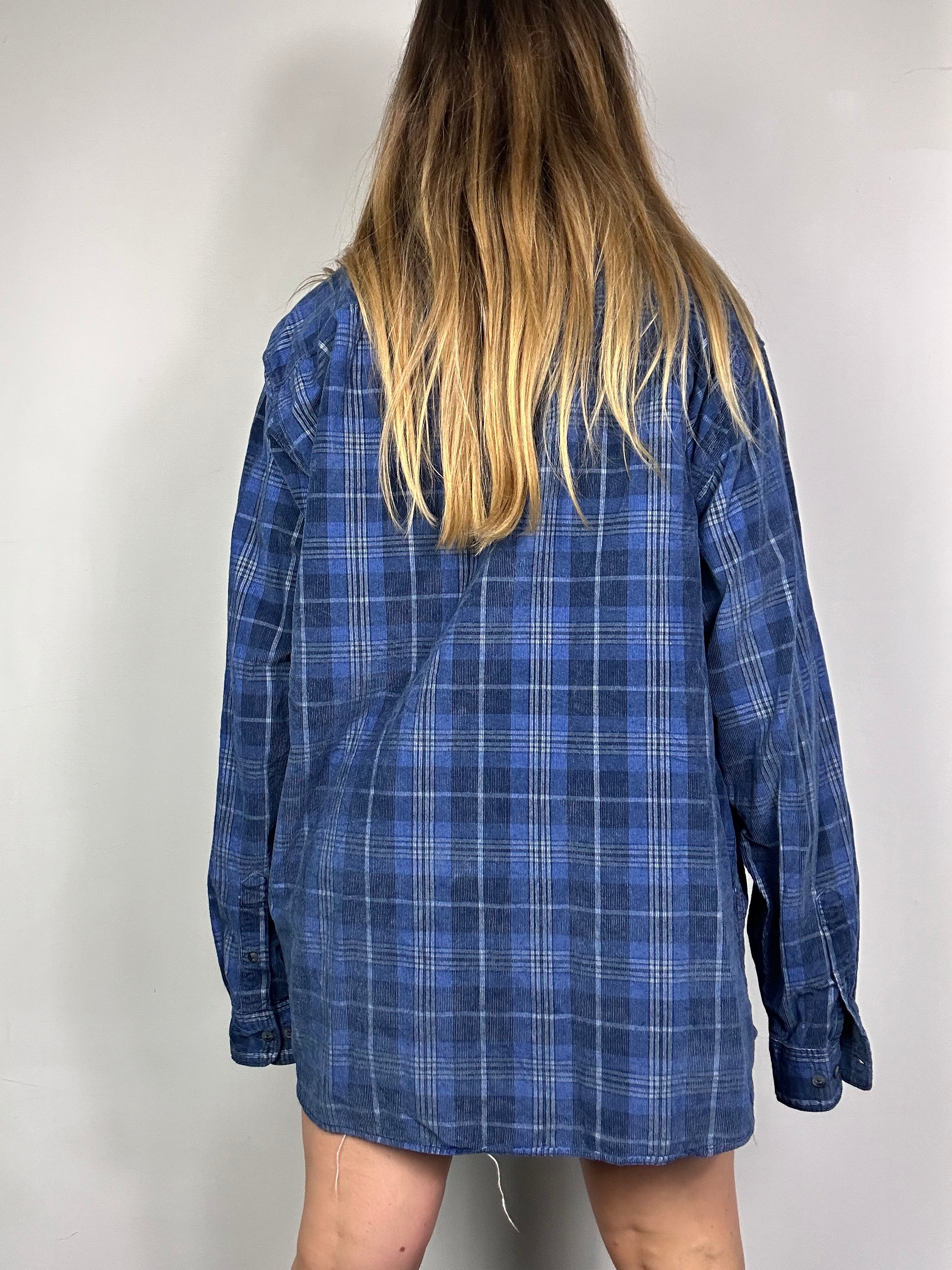 Cord Blue Tartan Shirt Size Xl