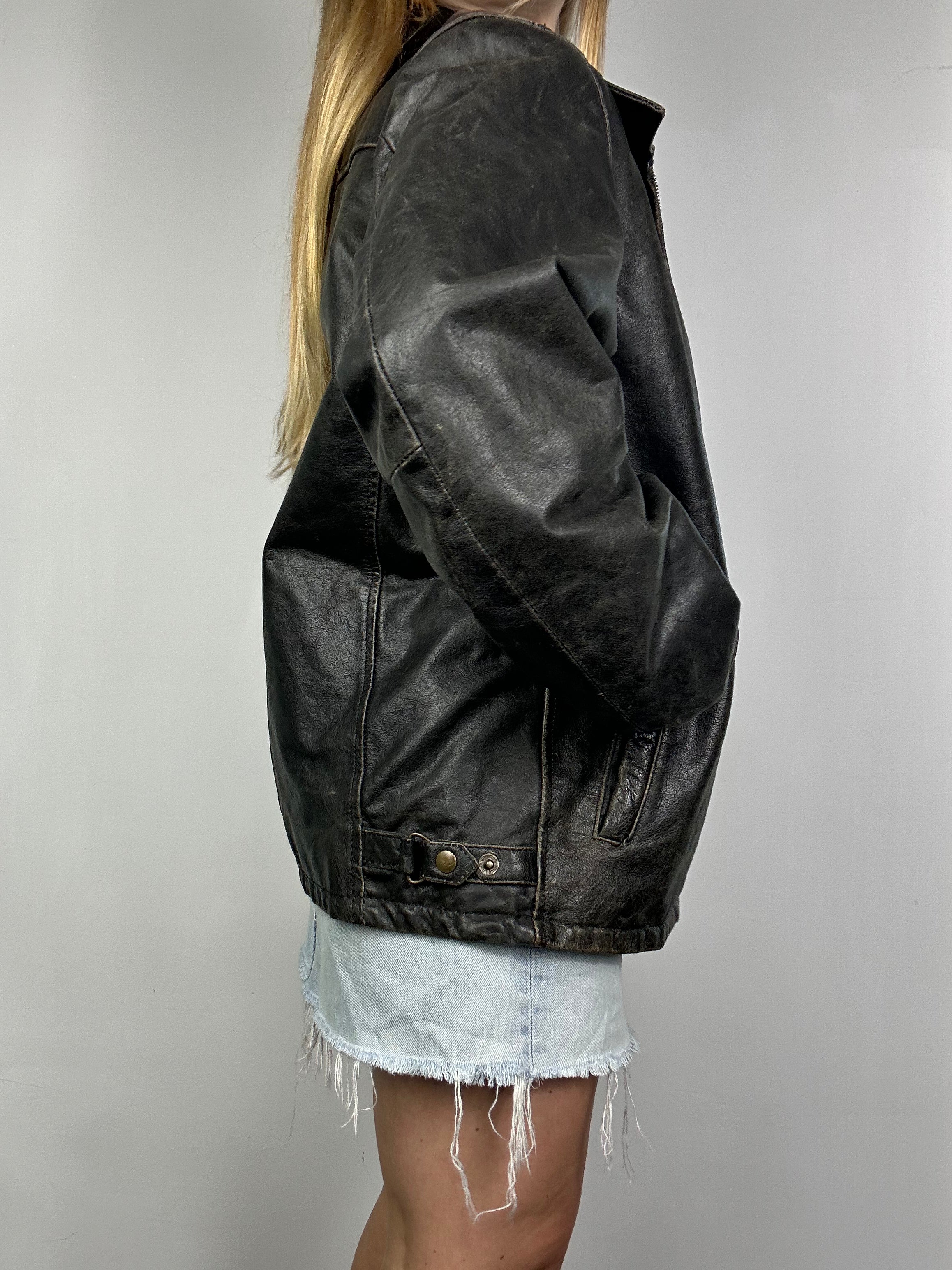 Leather Black Jacket Size L