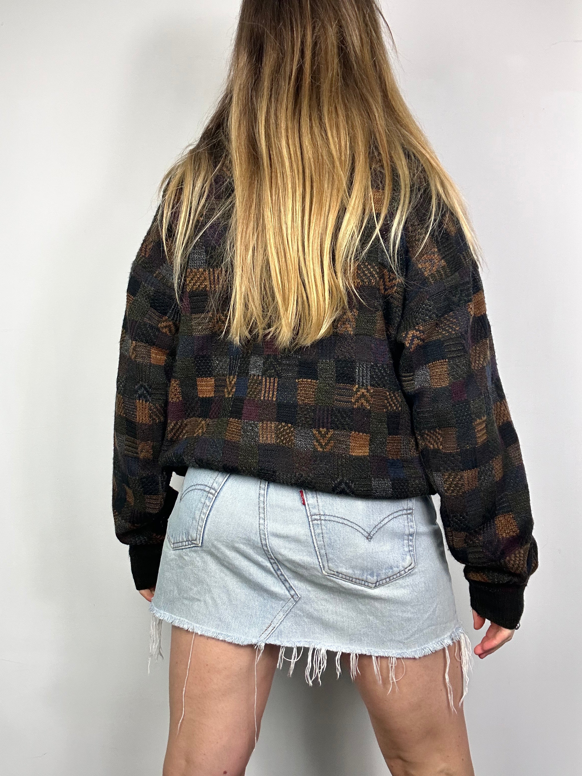 Knit Check Knit Sweater Size M