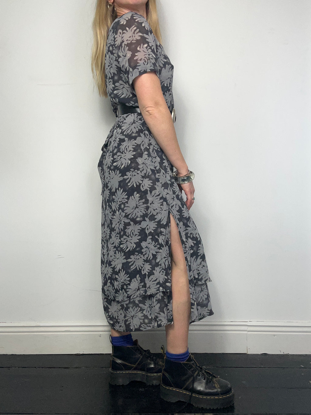 Grey 90's Chiffon Dress Size 12