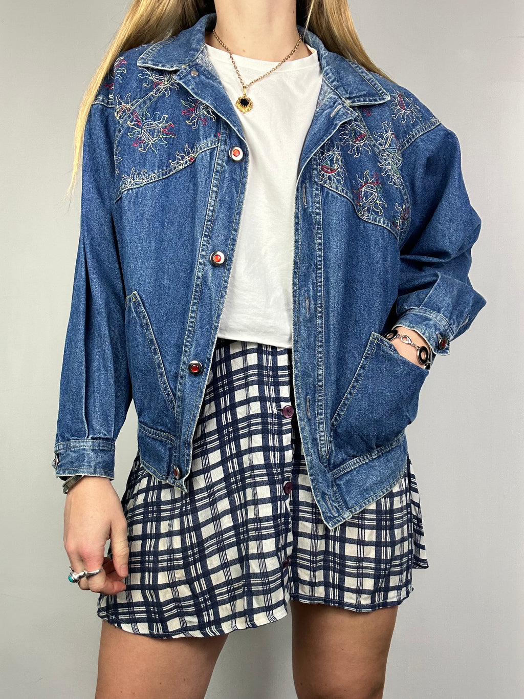 Sun embroidered Denim jacket Size S