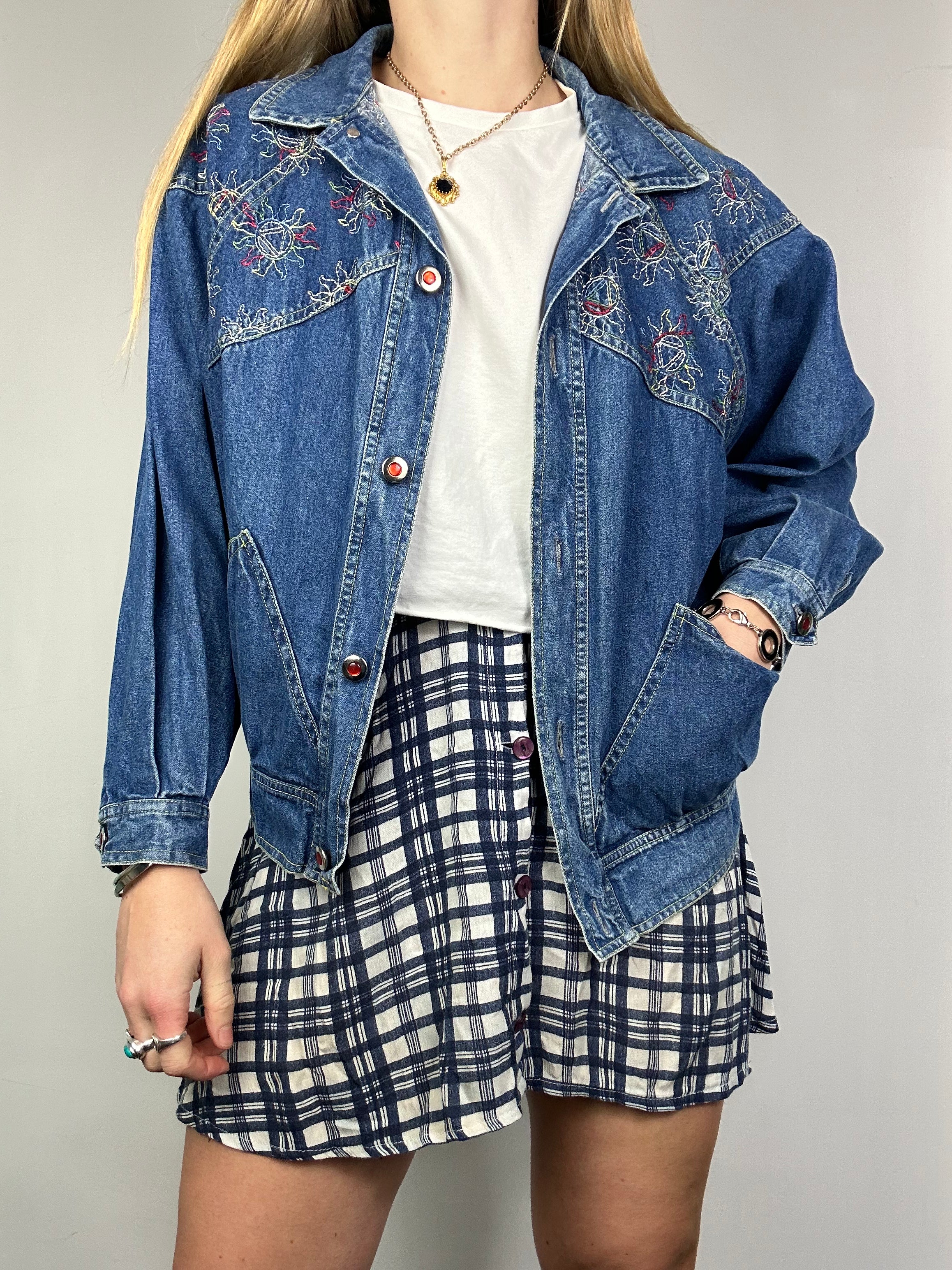 Sun embroidered Denim jacket Size S