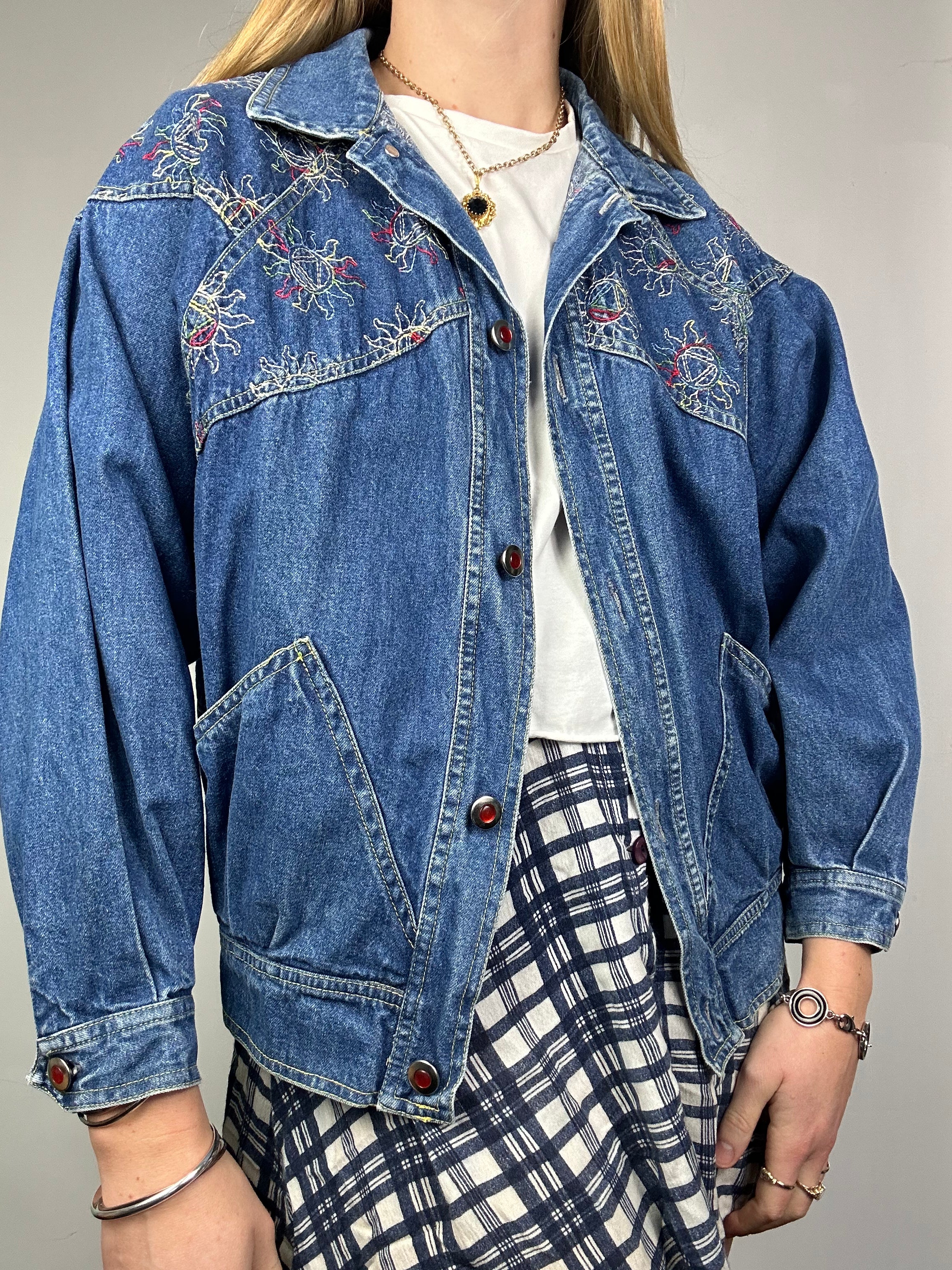 Sun embroidered Denim jacket Size S