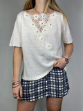 Knit White T Shirt Siz M/L