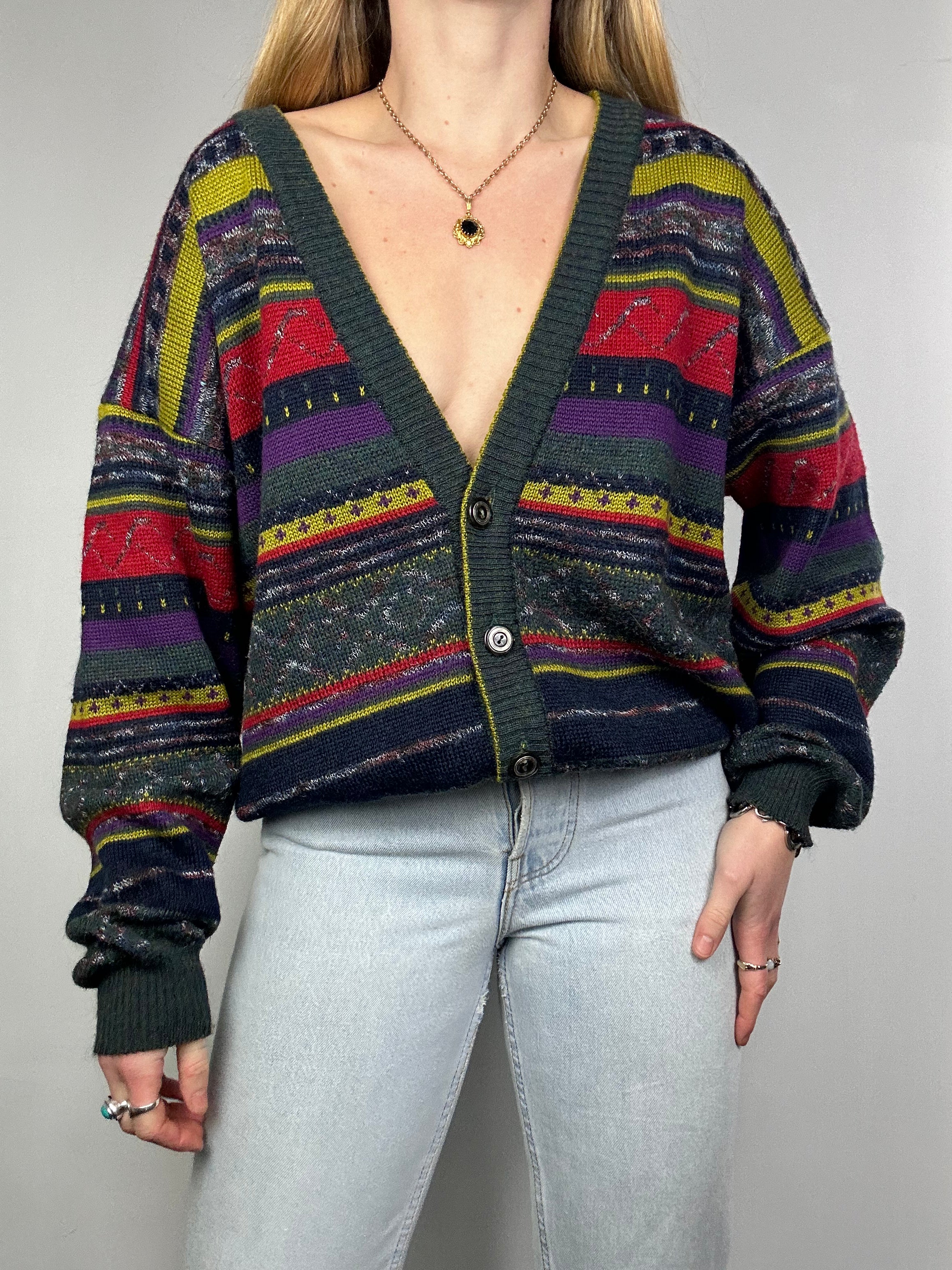Aztec Knit 80's Cardi Size S/M