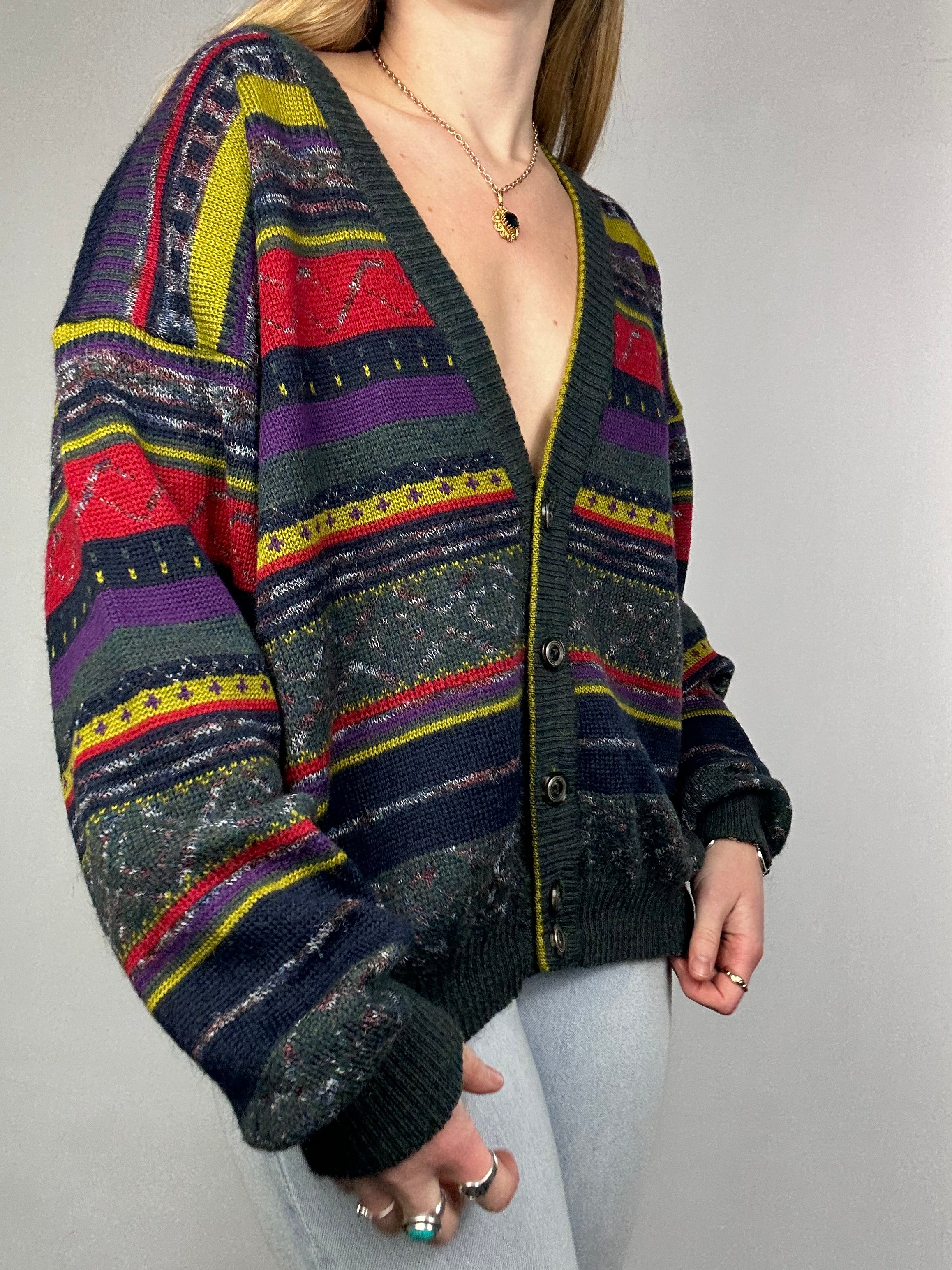 Aztec Knit 80's Cardi Size S/M