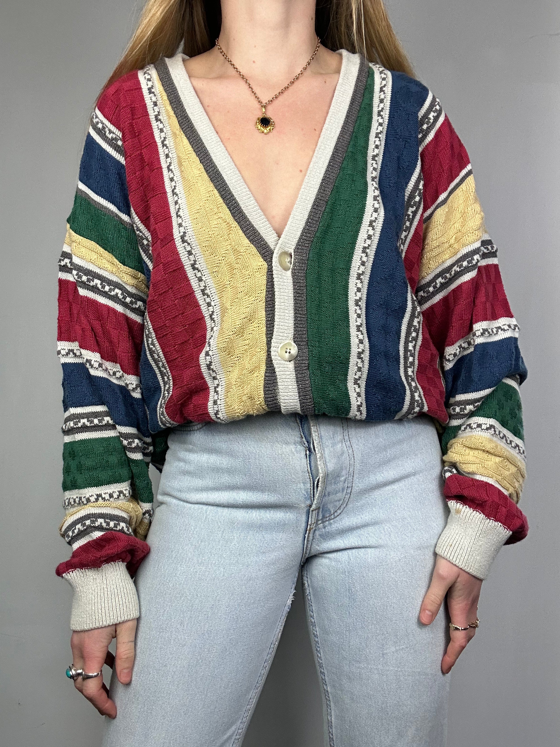 Striped 80's Cardigan Size M/L