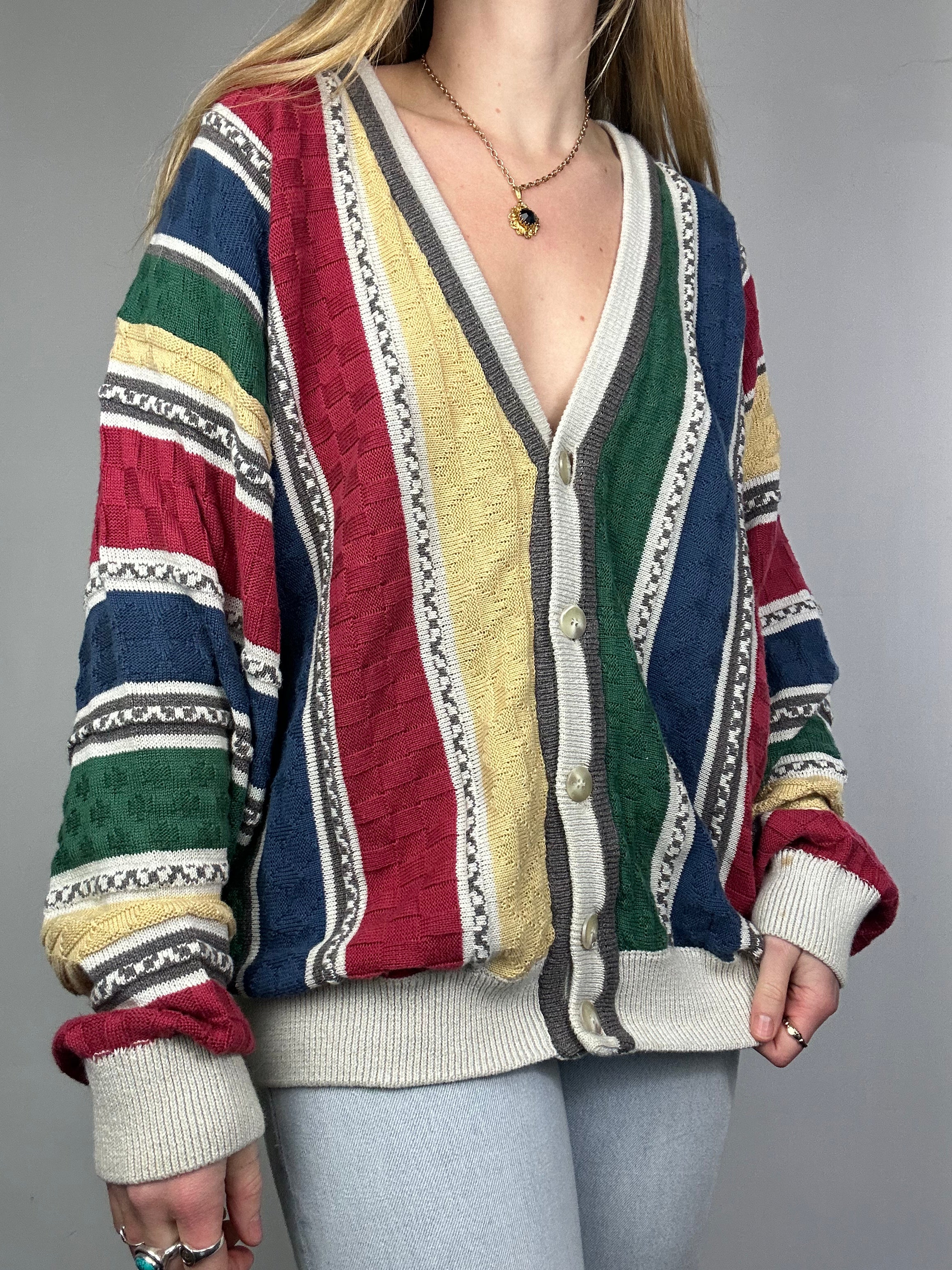 Striped 80's Cardigan Size M/L