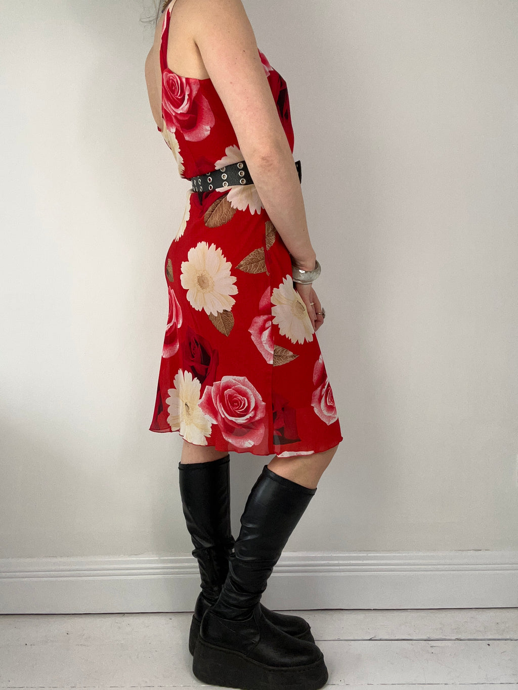 Red Floral Mini Dress Size 10