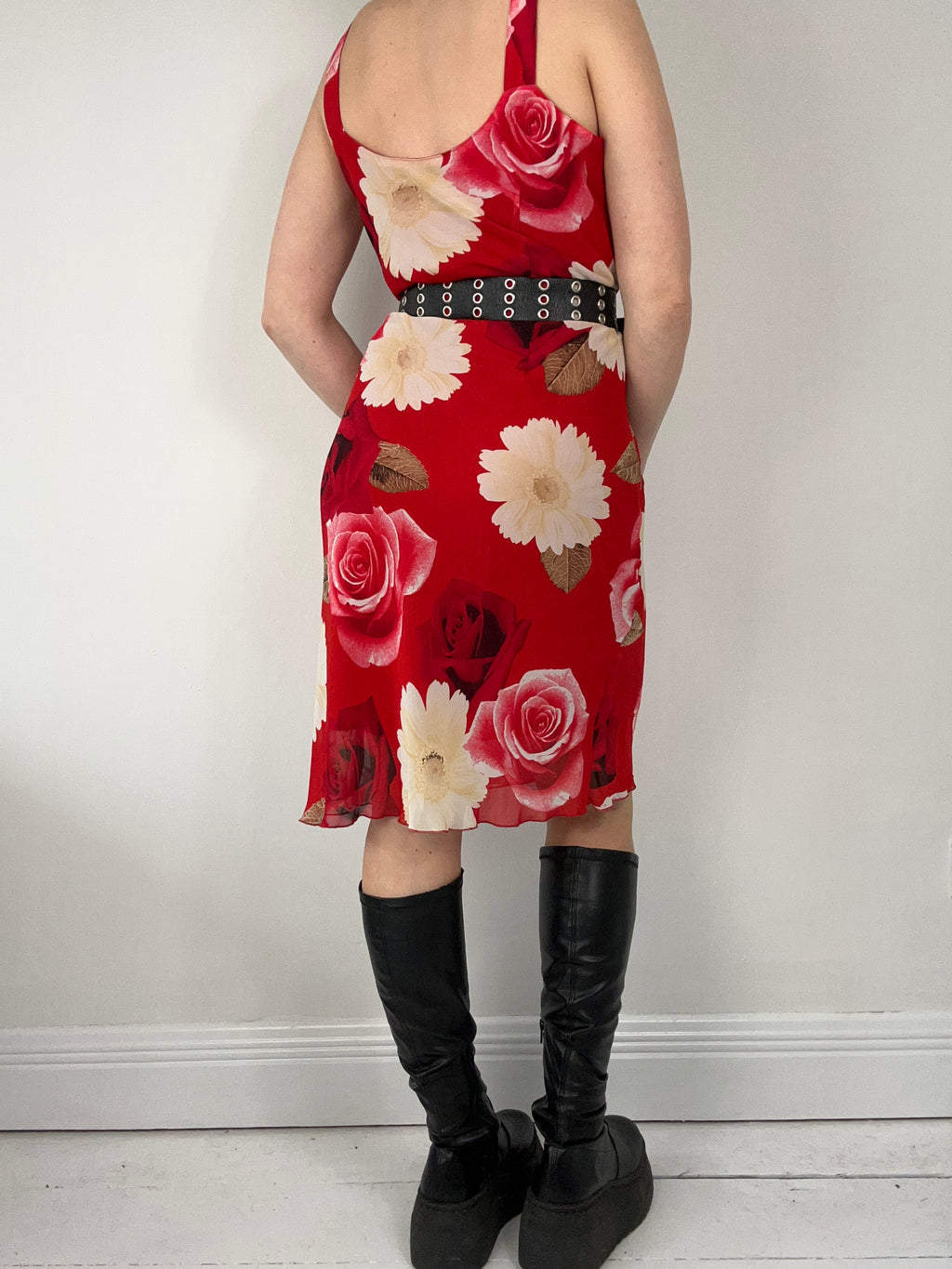 Red Floral Mini Dress Size 10