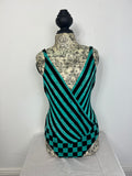 80's Stripe V Neck Swimsuit Size 8/10