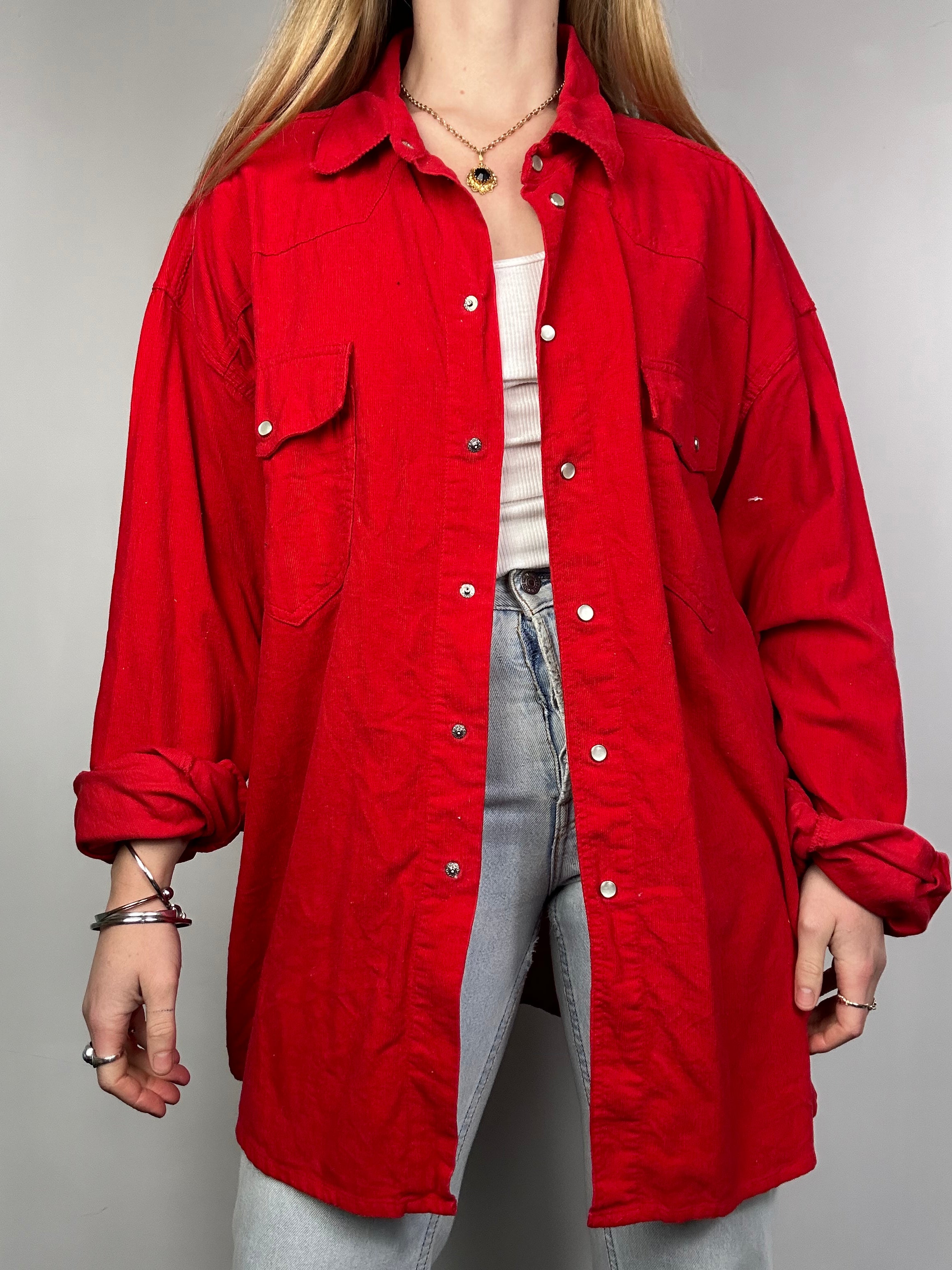 90's Red Corduroy Shirt Size XL