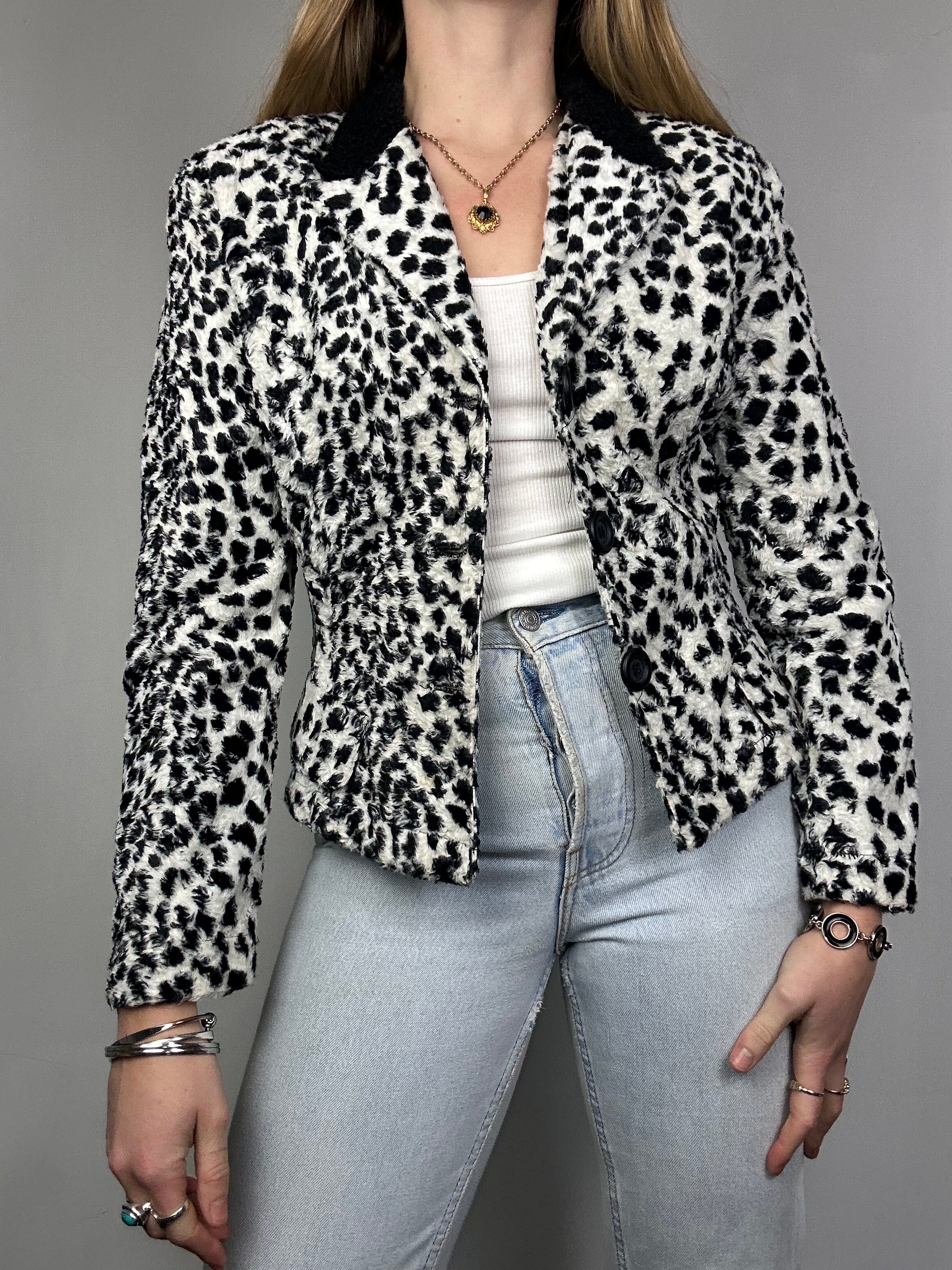 Fux Fur Dalmation Print Blazer Size 10