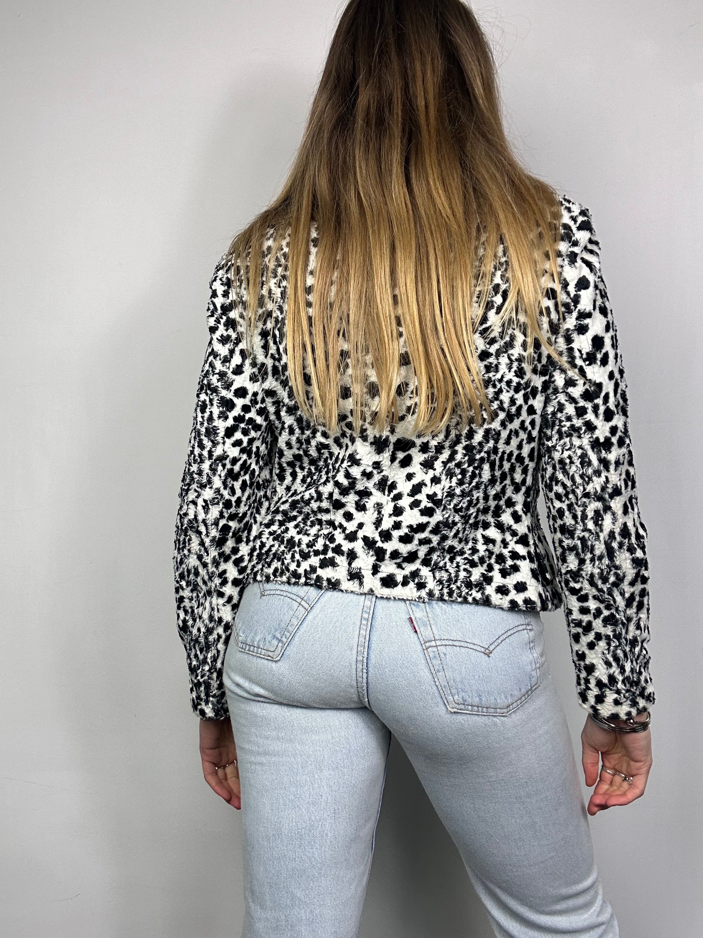 Fux Fur Dalmation Print Blazer Size 10