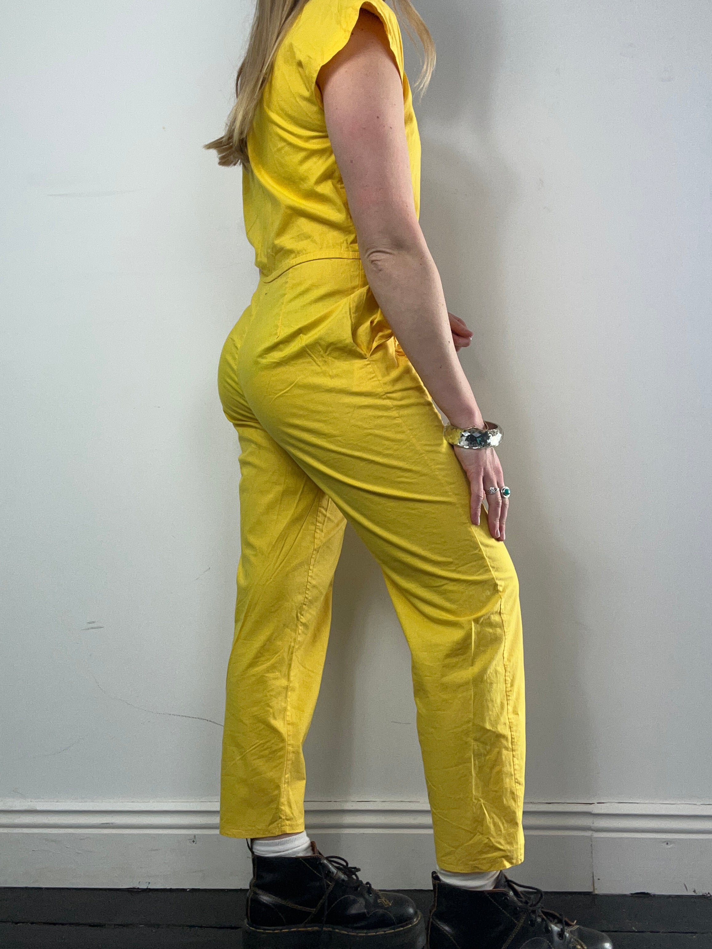 Yellow Sequin 80's Boilersuit Size 8