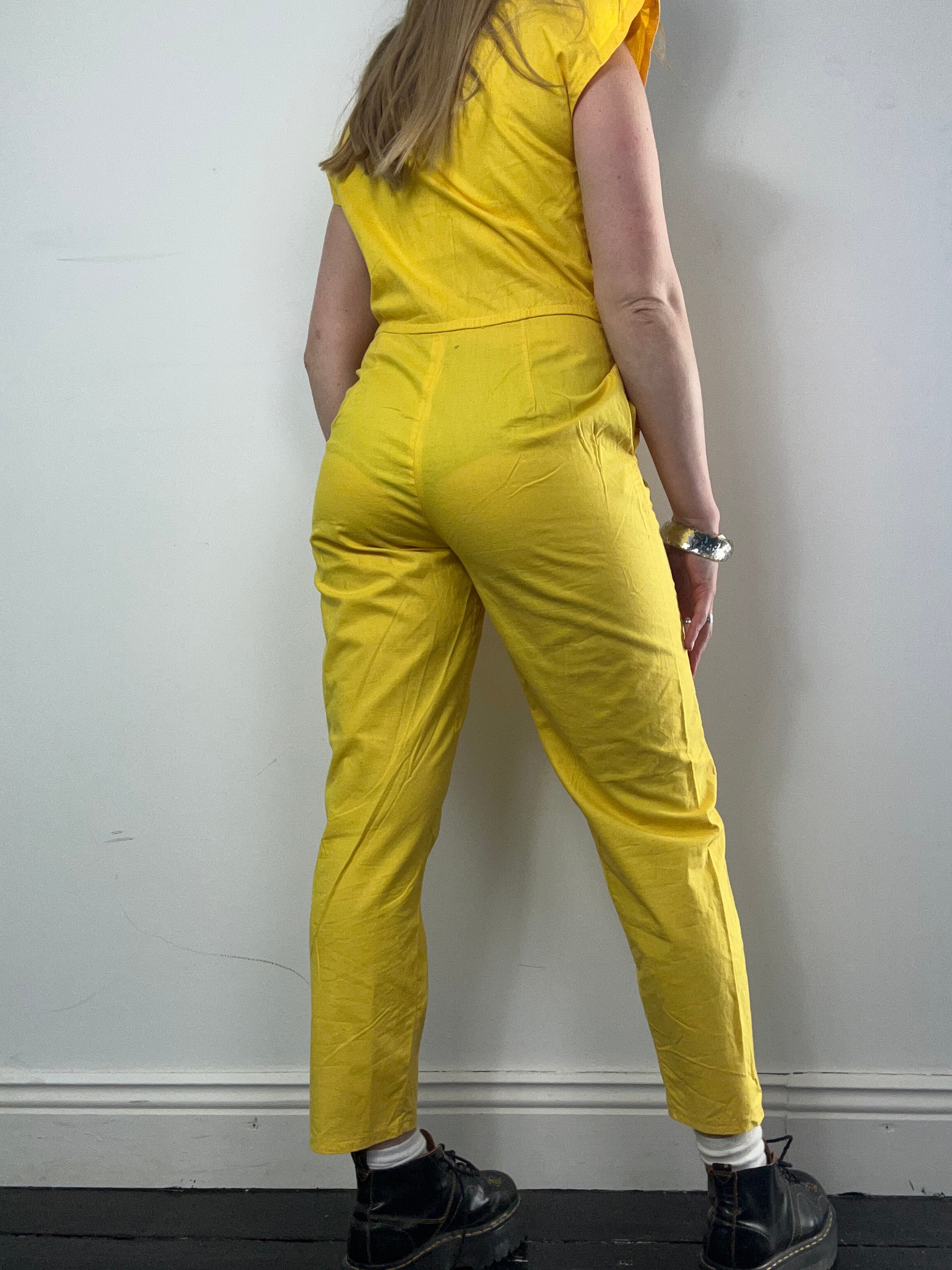 Yellow Sequin 80's Boilersuit Size 8