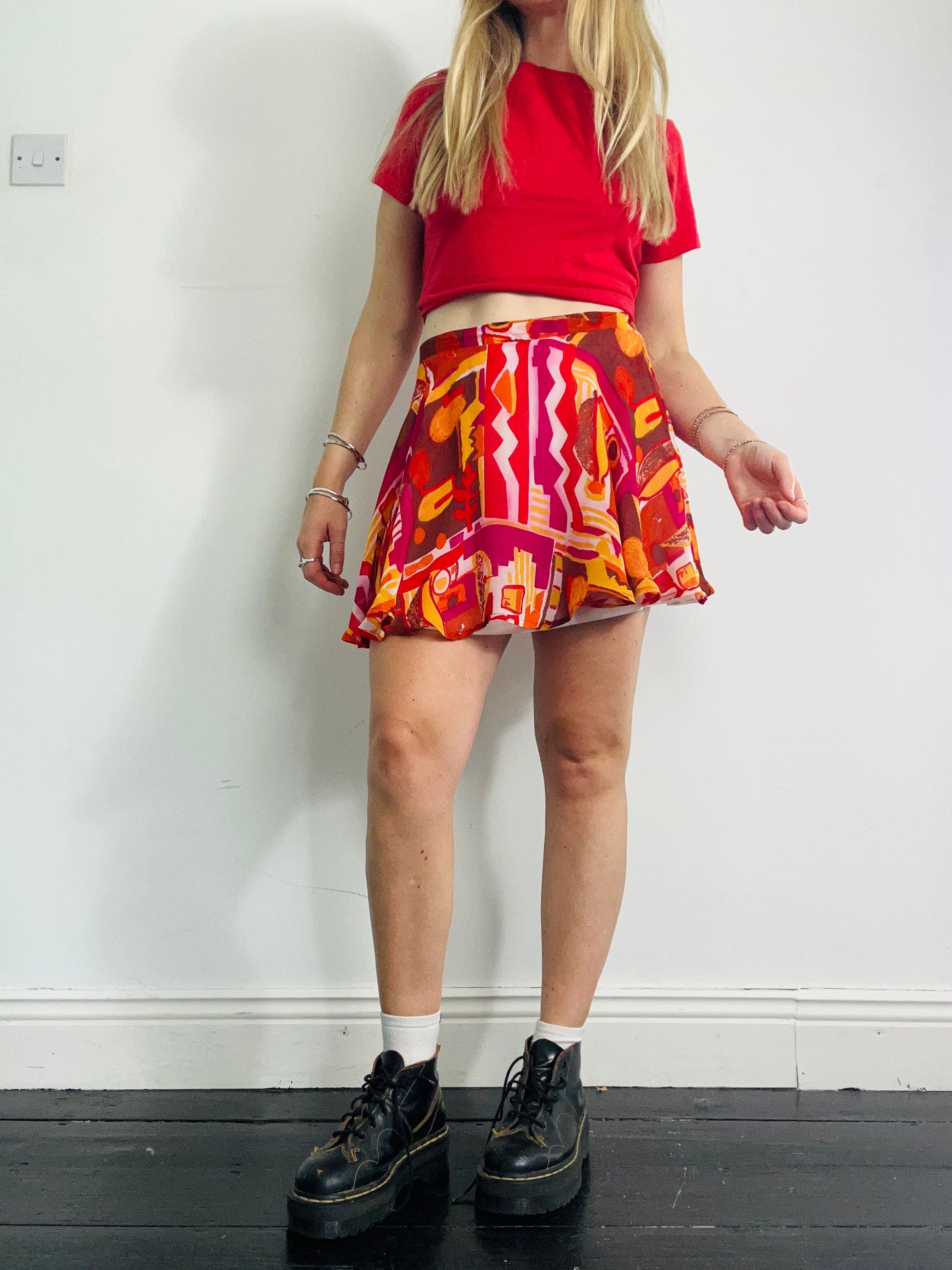 Chiffon 80's Geo Skirt Size 8