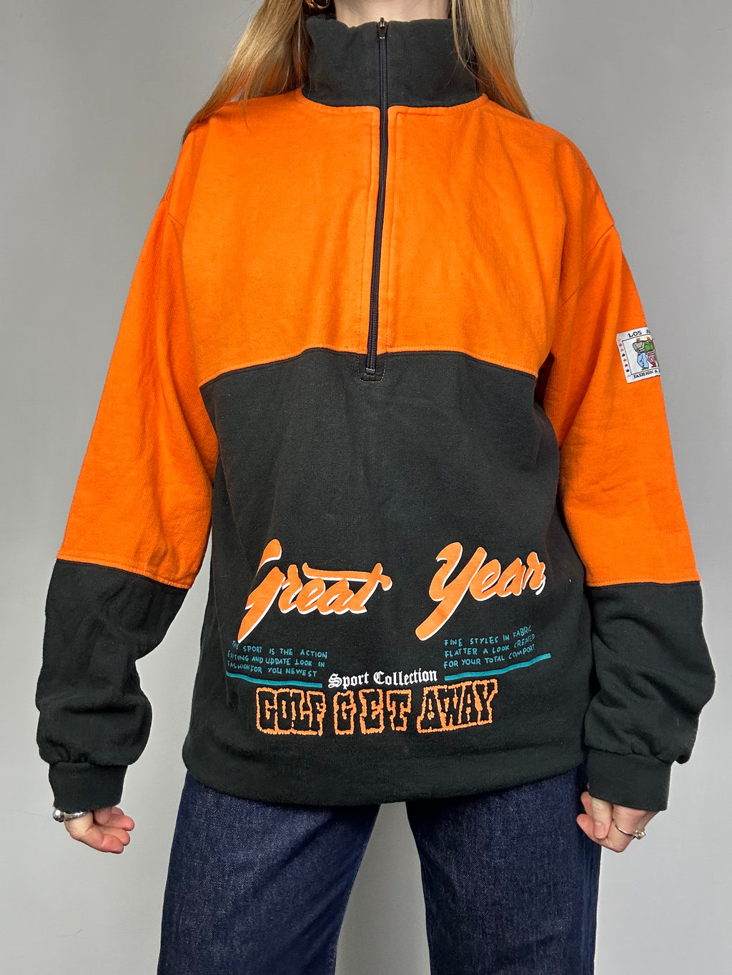 Half Zip 80's Sweater Size L