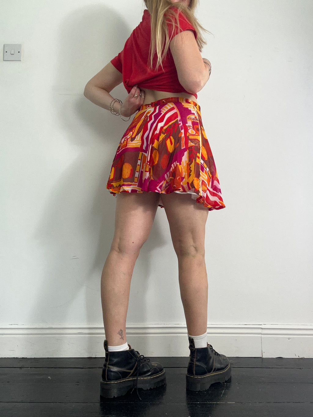 Chiffon 80's Geo Skirt Size 8