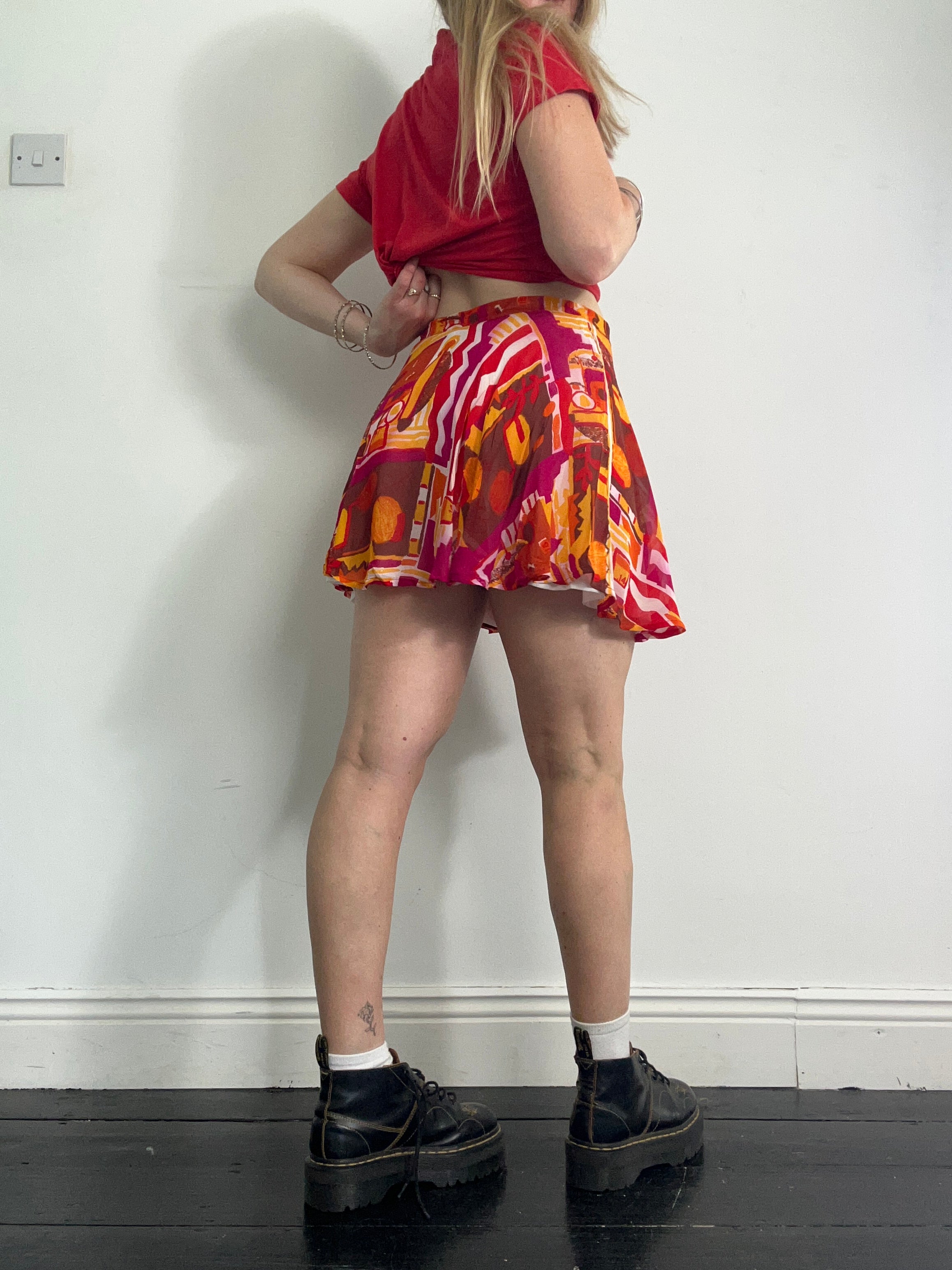 Chiffon 80's Geo Skirt Size 8