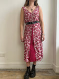 Red Floral Midi Dress Size 10