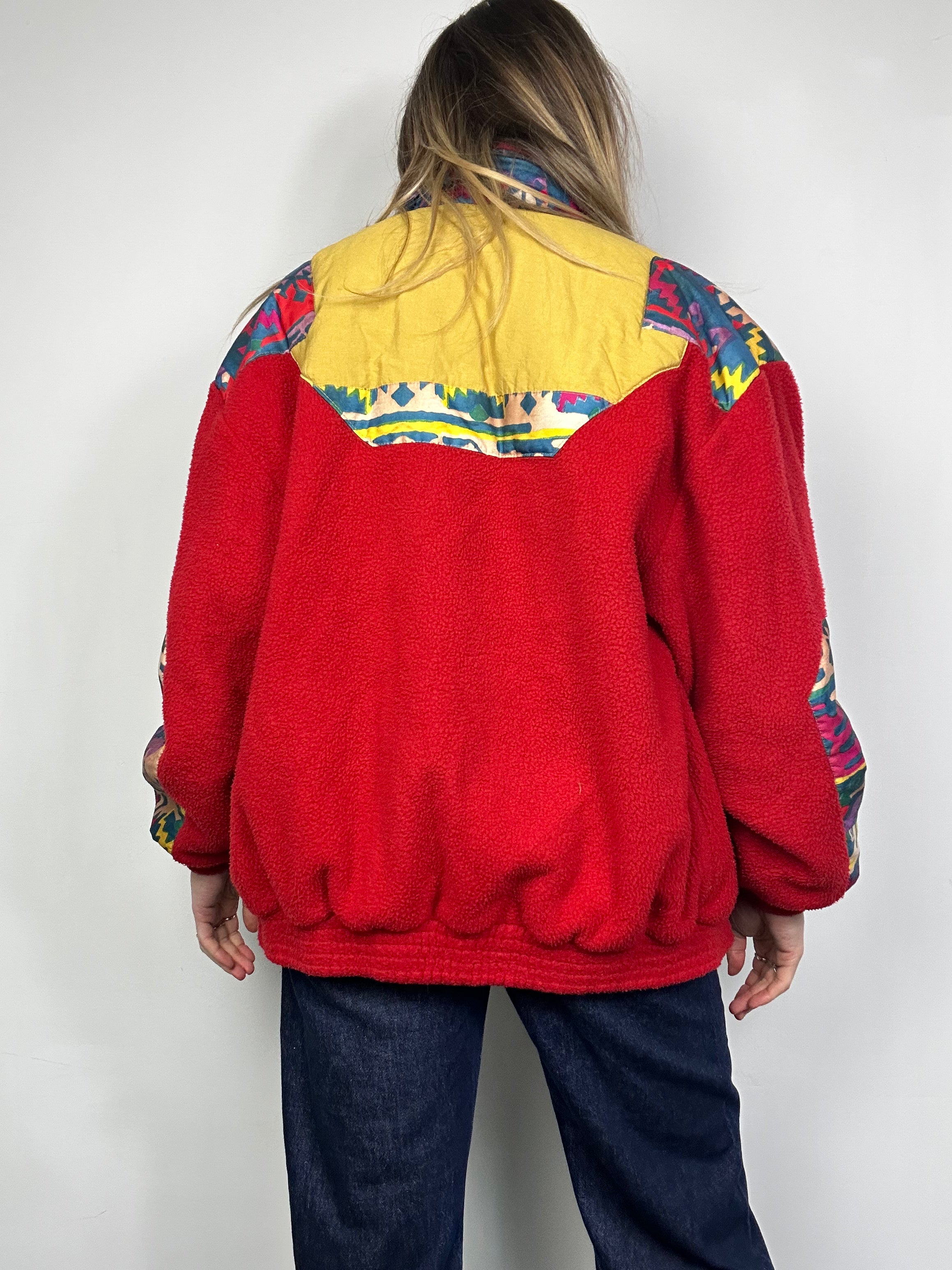 Red Aztec Fleece Jacket Siz M