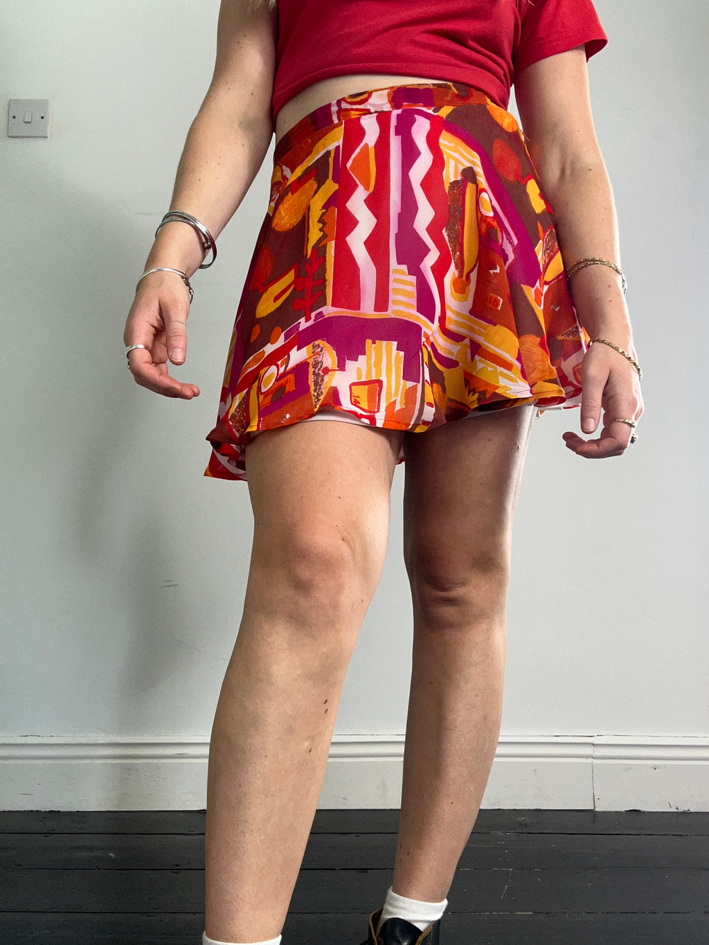 Chiffon 80's Geo Skirt Size 8