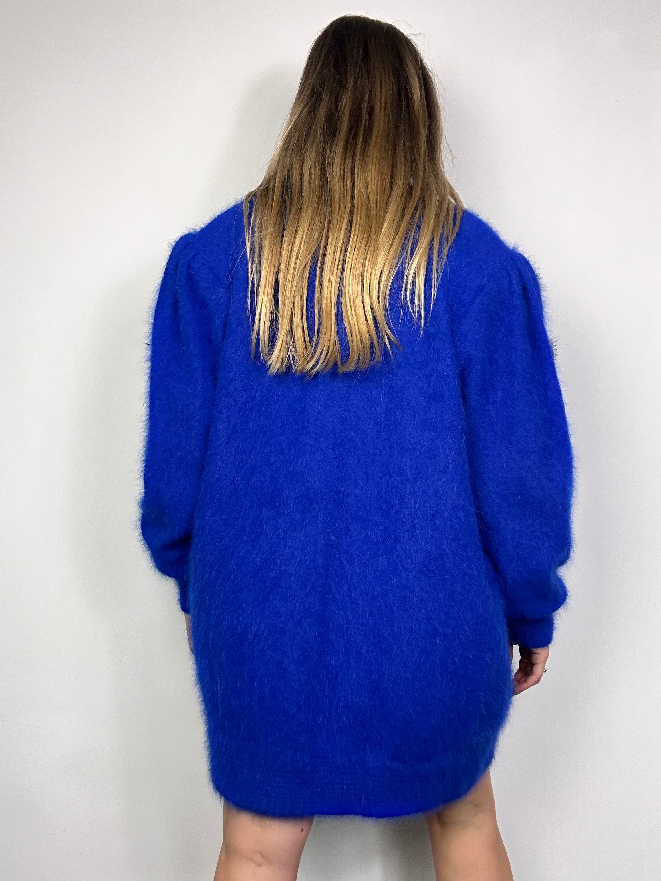 Blue Fluffy Rose 80's Cardigan Size 14