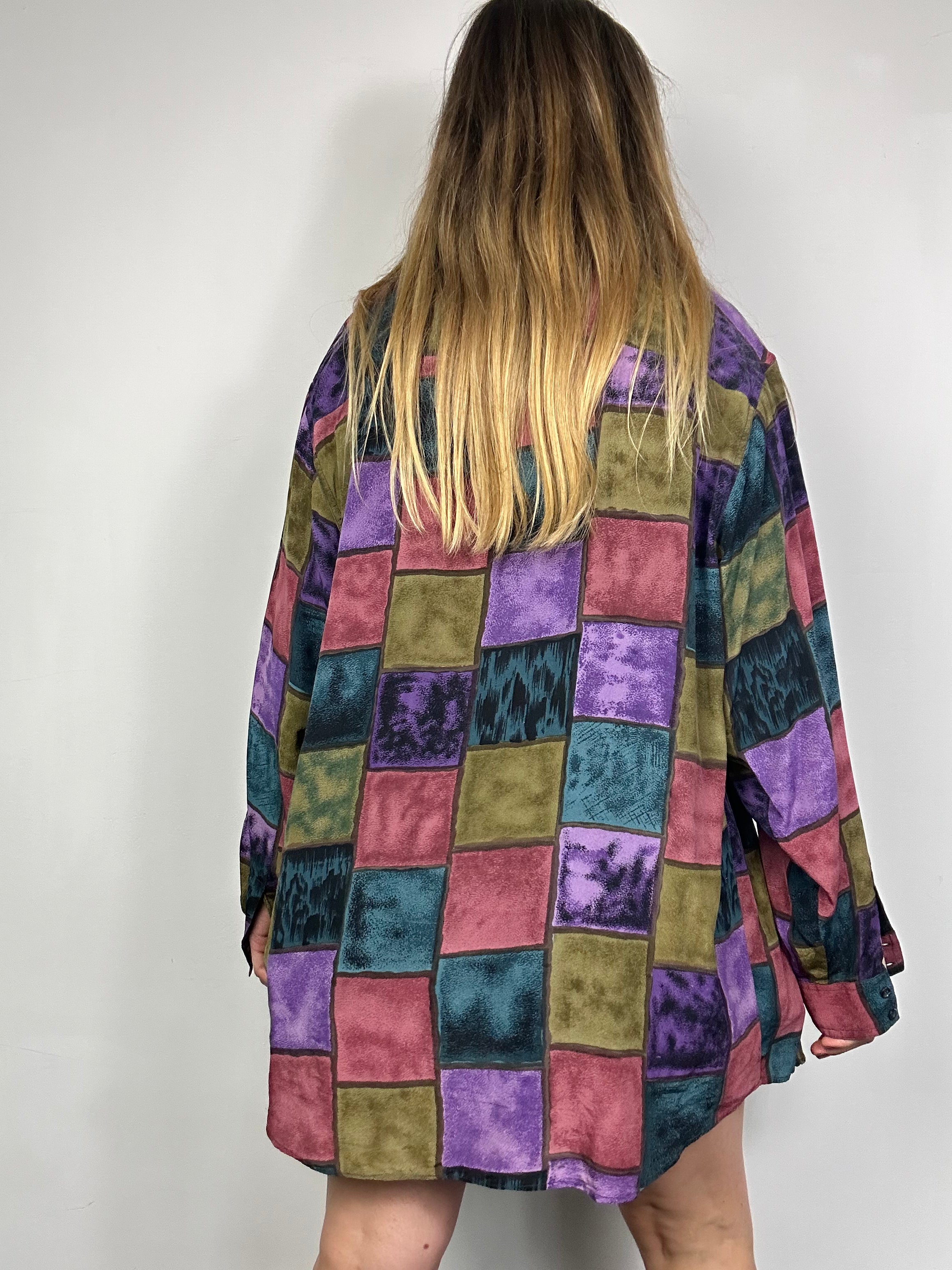 Checkered Silk Shirt Size L