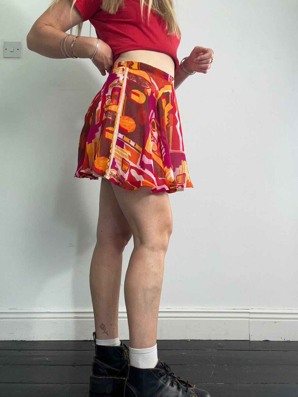 Chiffon 80's Geo Skirt Size 8