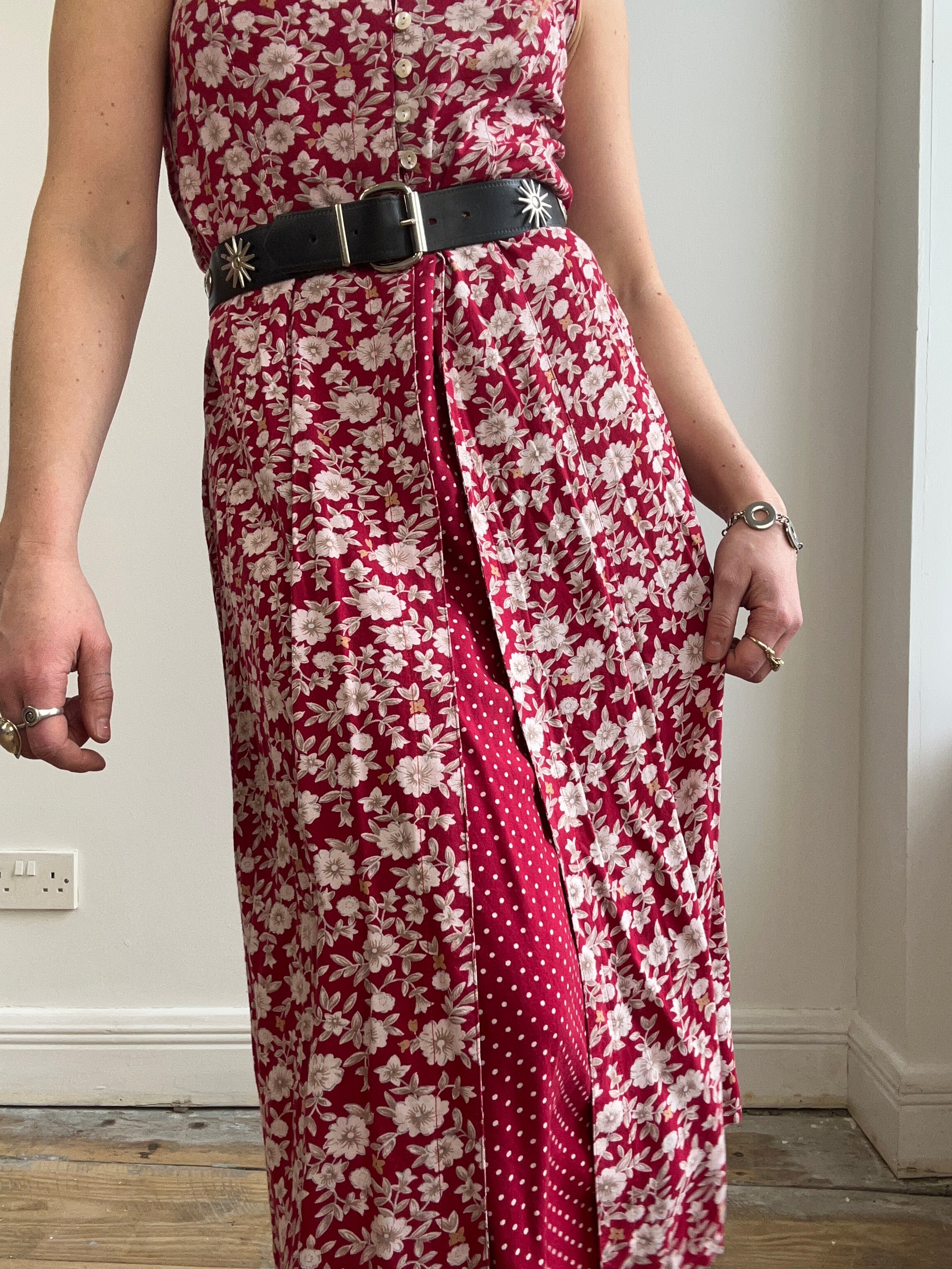 Red Floral Midi Dress Size 10