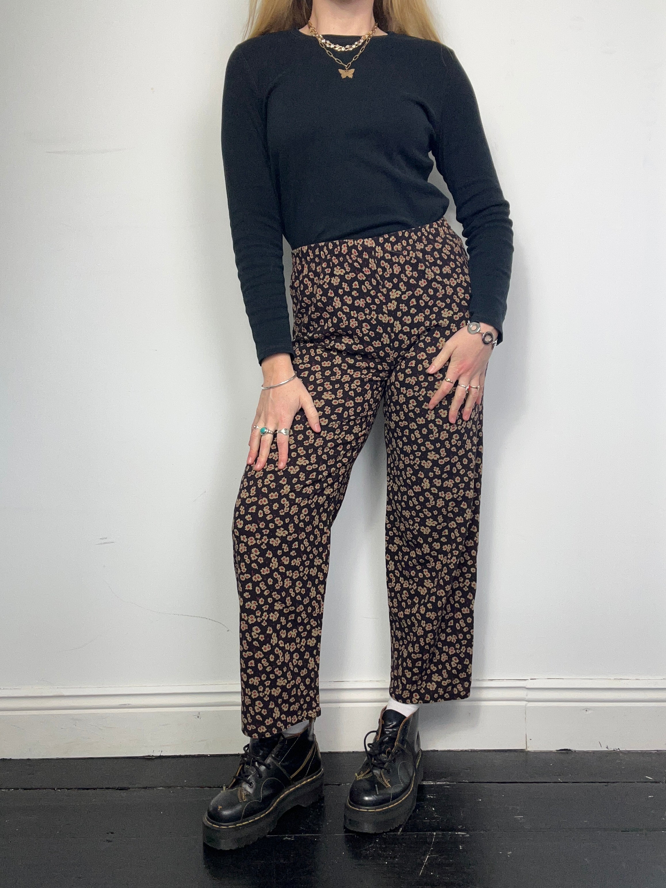 Floral Brown Pants Size S