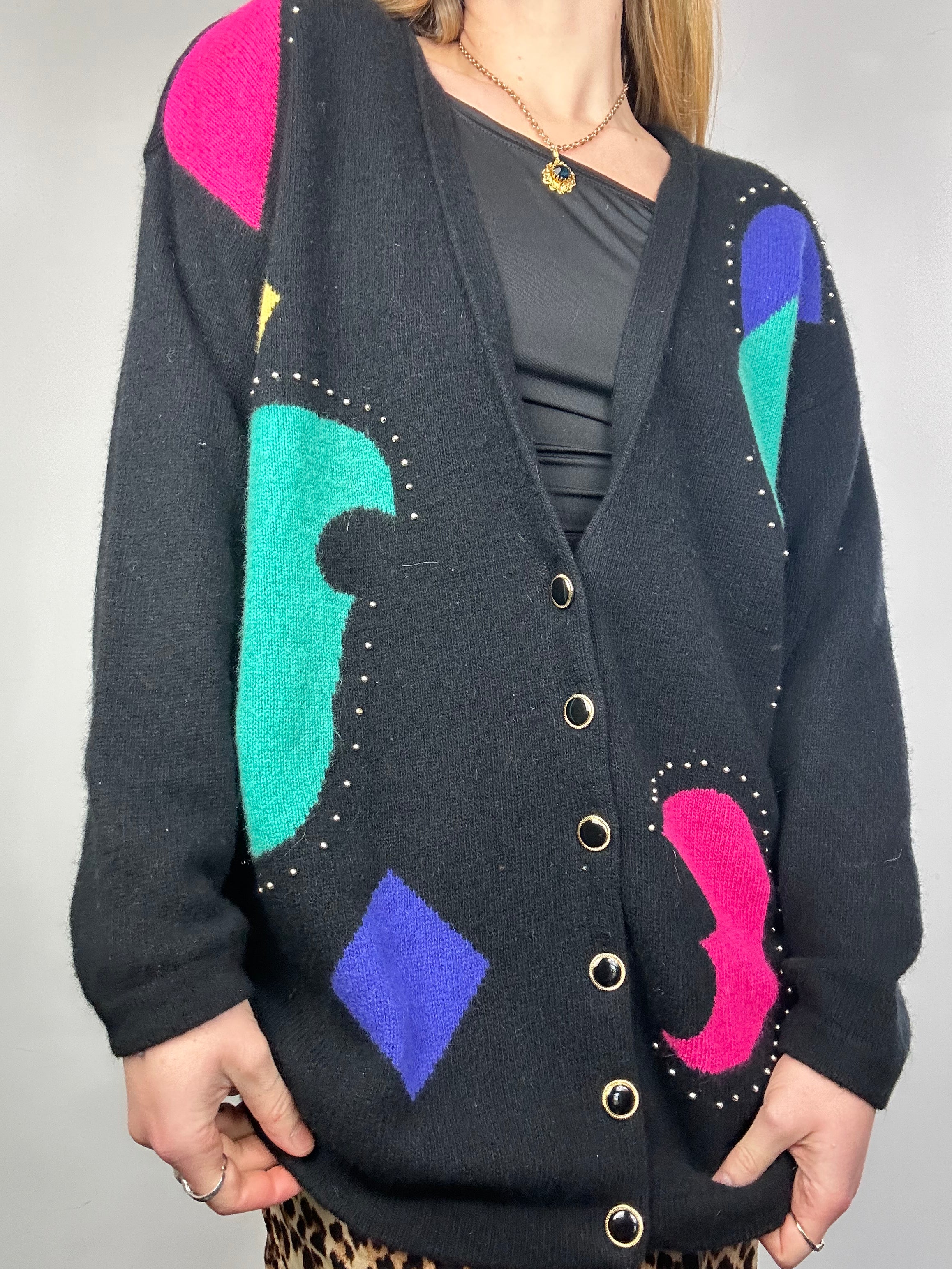 Studded 80's Knit Cardigan Size 12